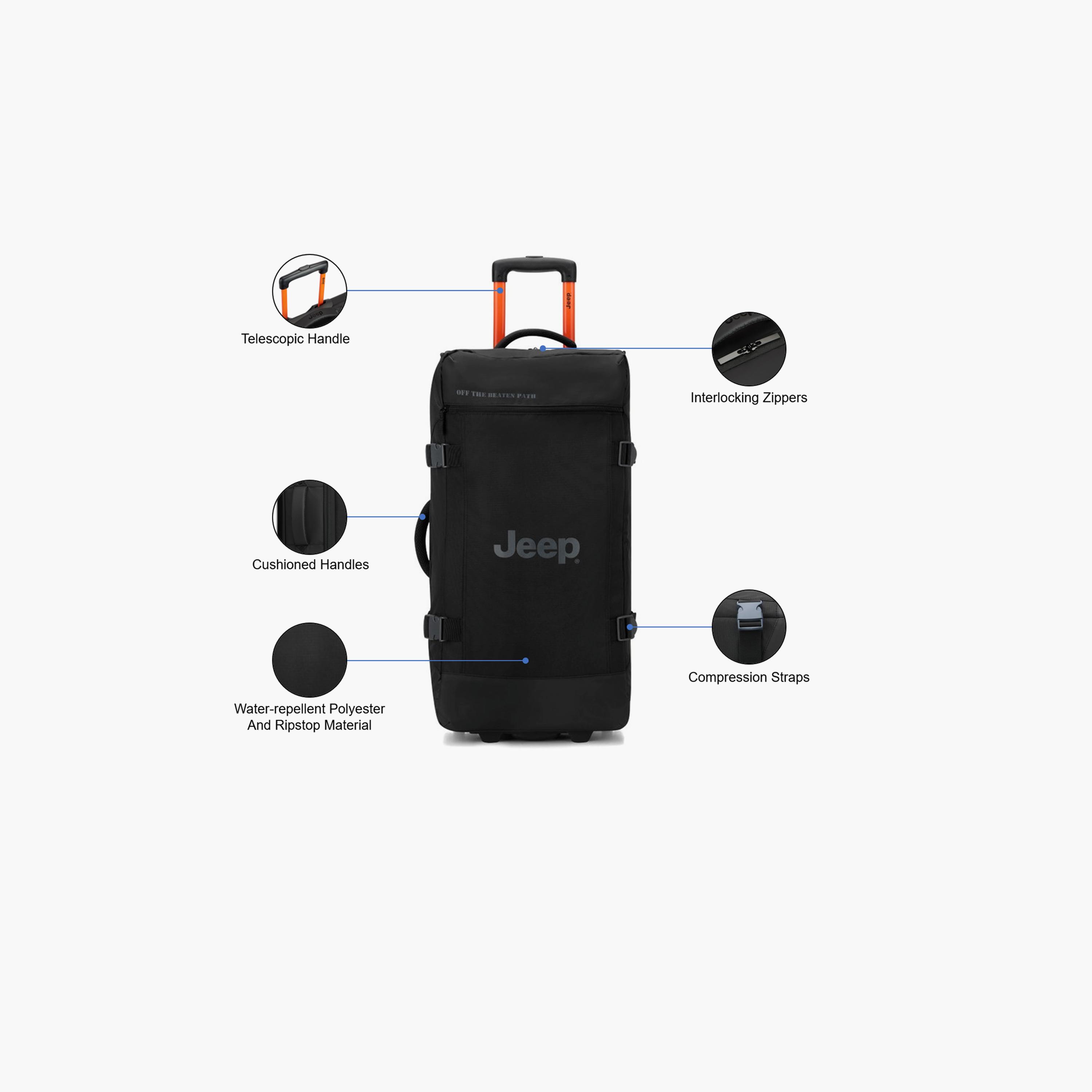 Jeep 73 CM Medium Check In Polyester Soft Sided 2-Wheeler Inline Trolley Bag with Combination Lock-travel-luggagesandbags-luggage-image-3