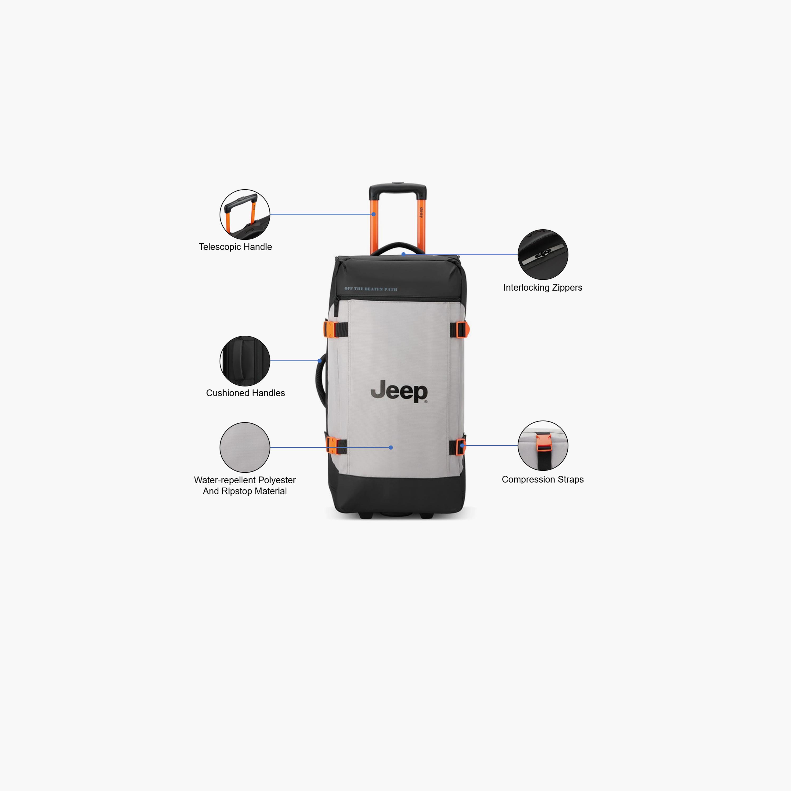 Jeep 73 CM Medium Check In Polyester Soft Sided 2-Wheeler Inline Trolley Bag with Combination Lock-travel-luggagesandbags-luggage-image-3