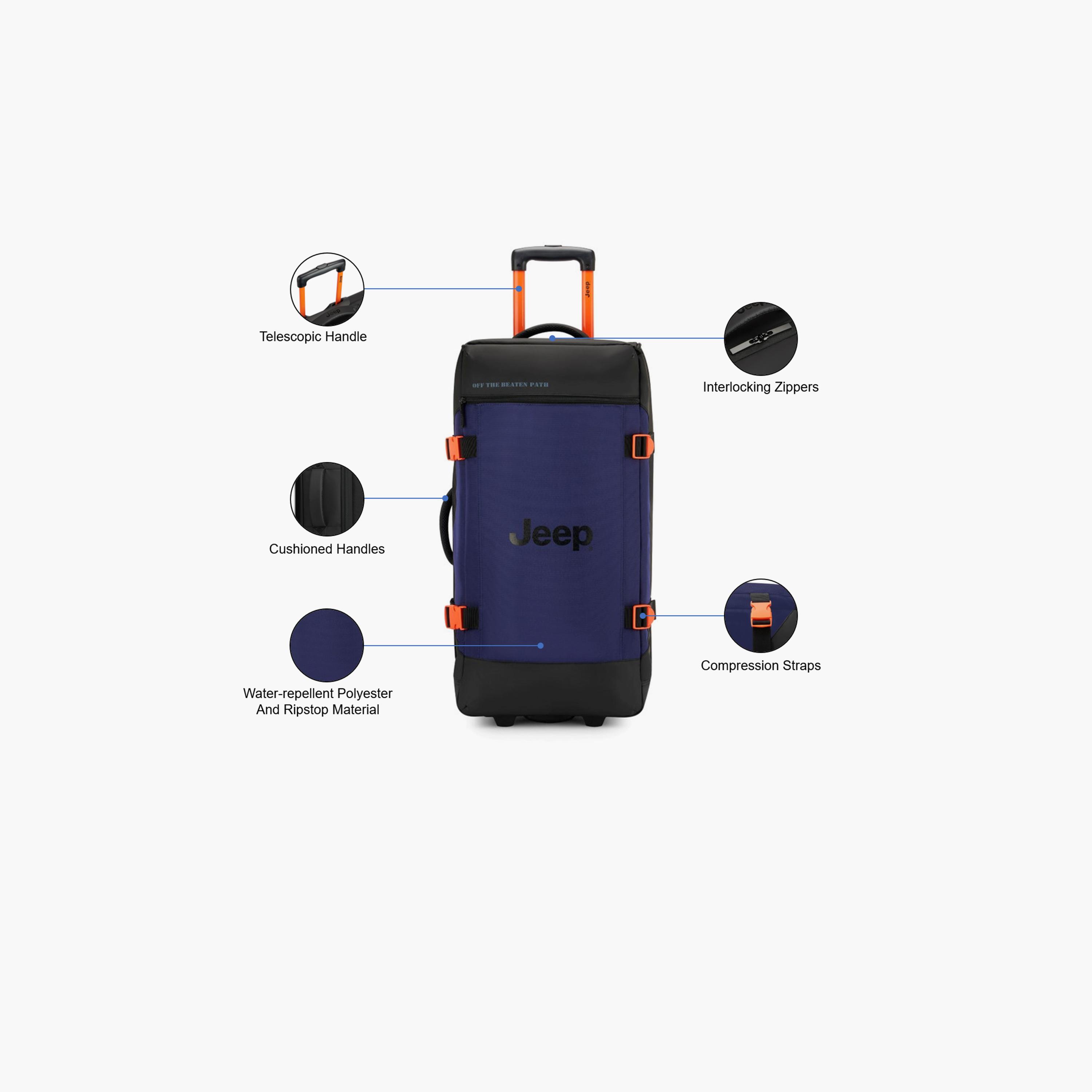 Jeep 73 CM Medium Check In Polyester Soft Sided 2-Wheeler Inline Trolley Bag with Combination Lock-travel-luggagesandbags-luggage-image-3