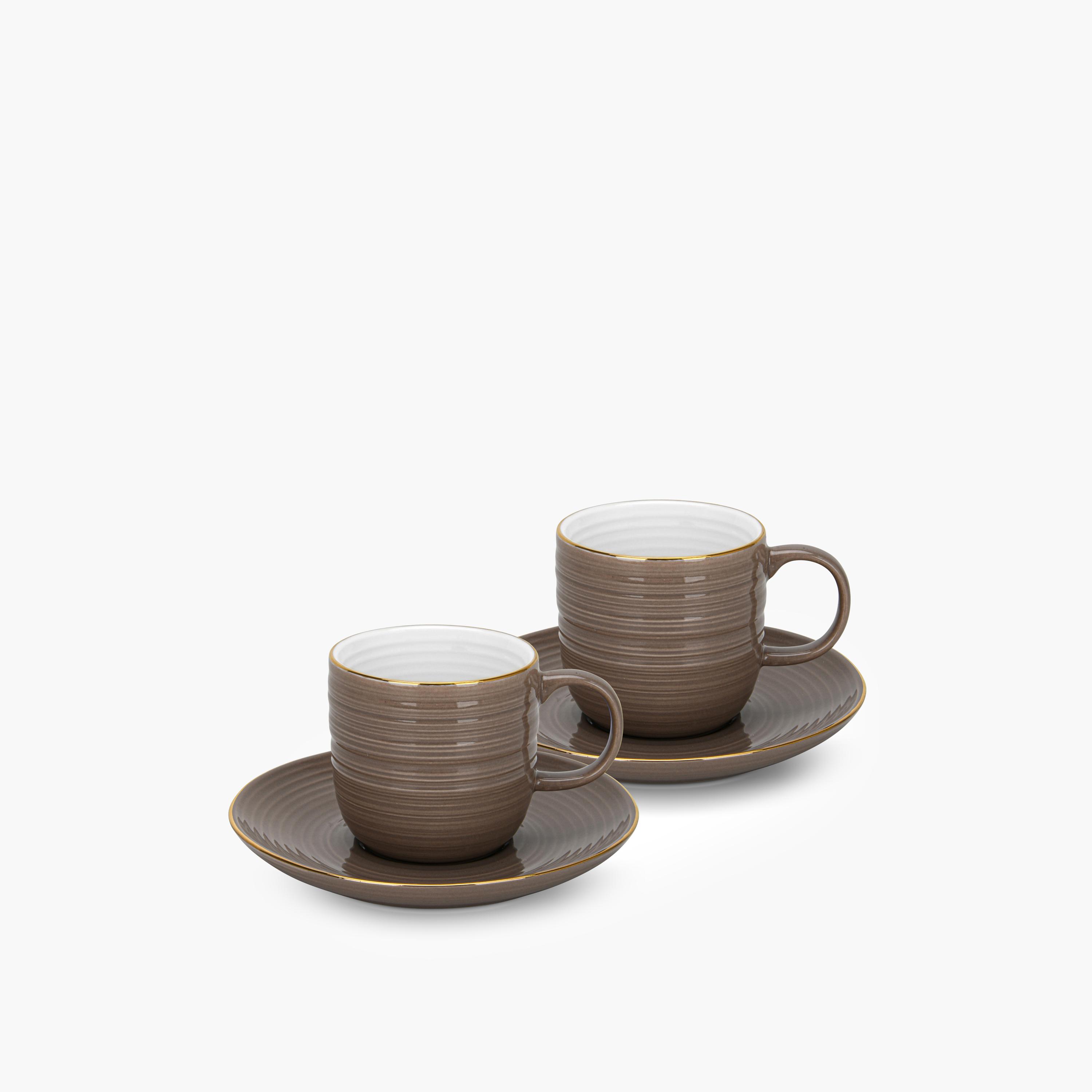 Ribbed Ceramic Coffee Cup Set-household-dining-teaandcoffee-mugsandcups-image-1