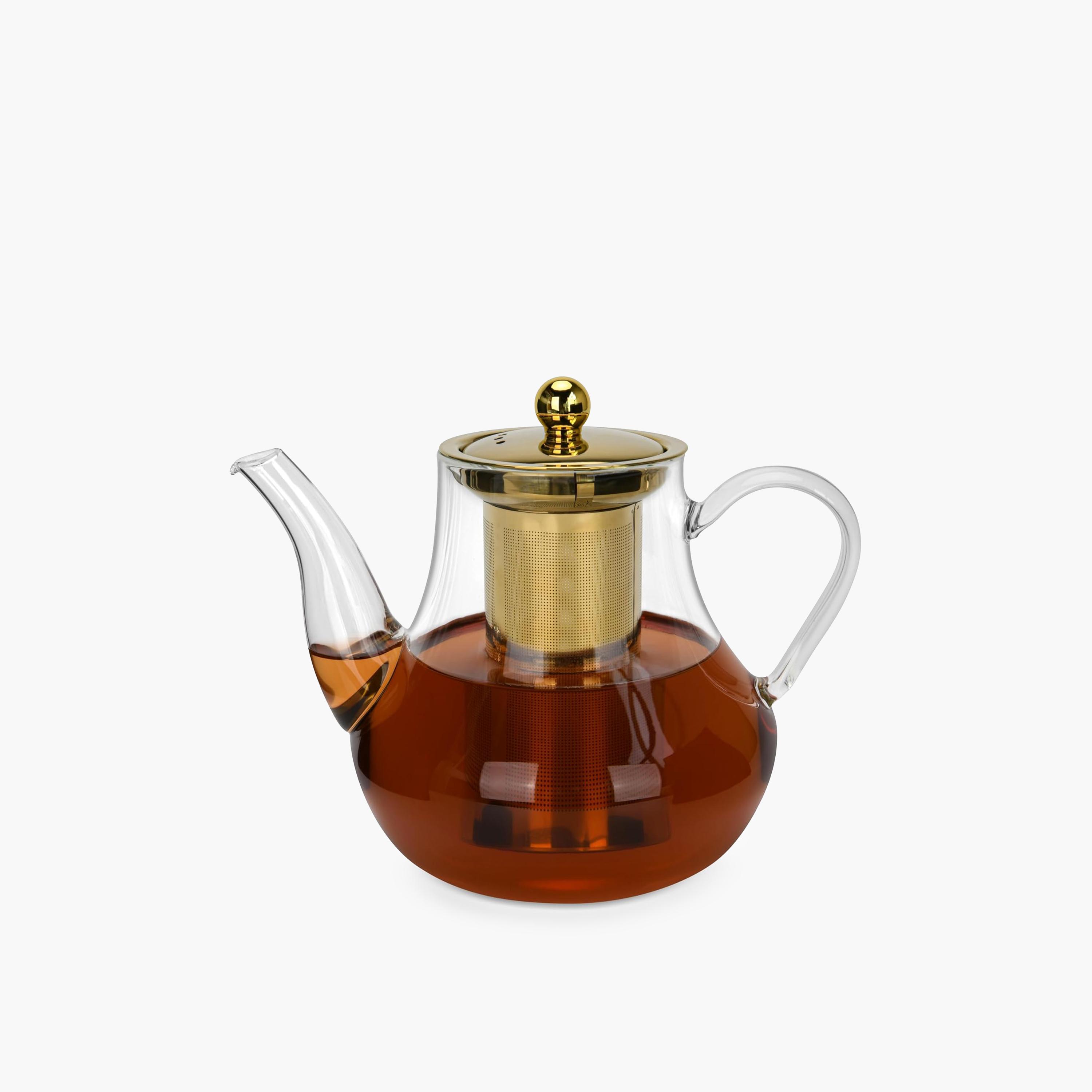 Glass Teapot Gold Filter-household-dining-teaandcoffee-vacuumflaskscoffeeandteapots-image-1