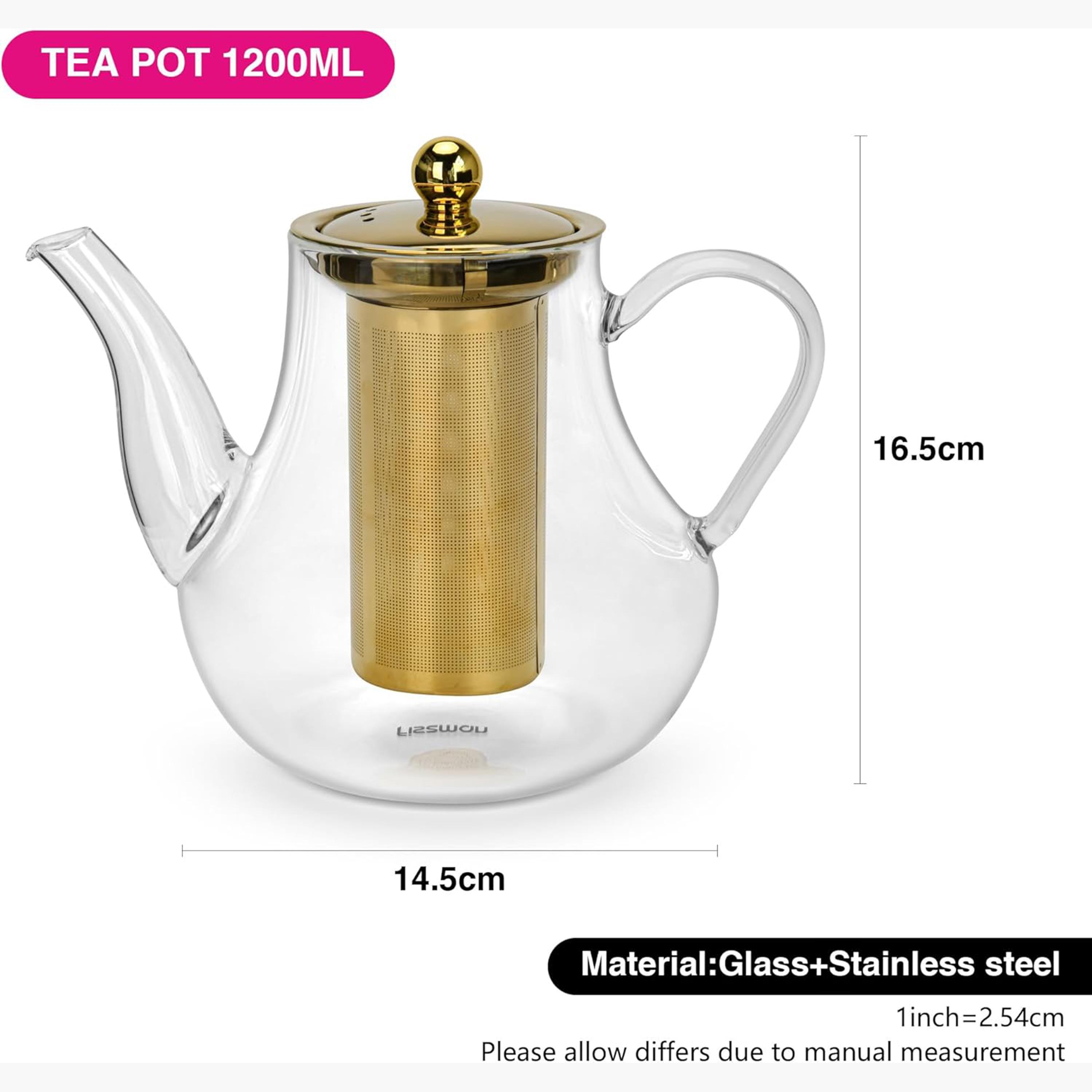 Glass Teapot Gold Filter-household-dining-teaandcoffee-vacuumflaskscoffeeandteapots-image-4