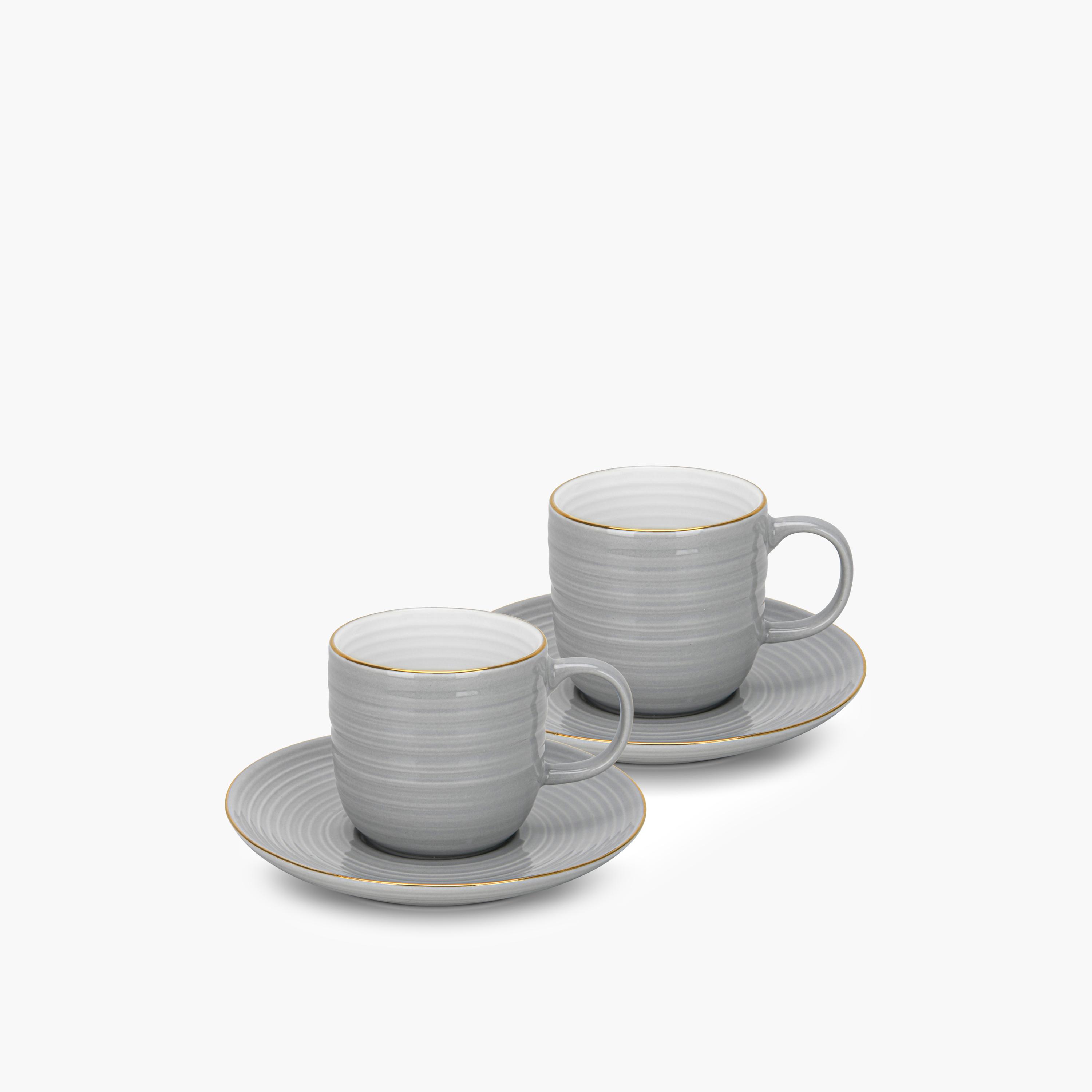 Ribbed Porcelain Cup Saucer Set-household-dining-teaandcoffee-mugsandcups-image-1