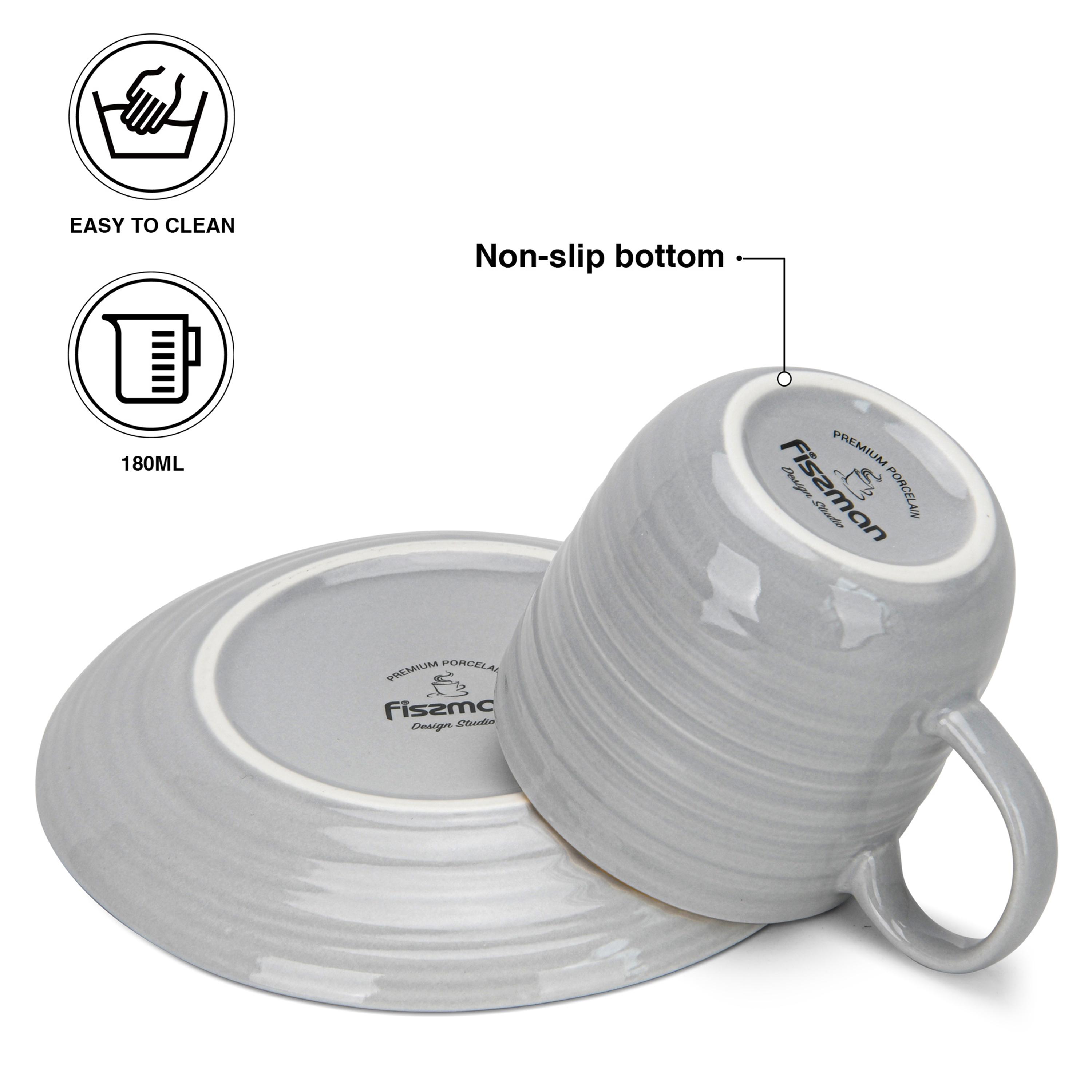 Ribbed Porcelain Cup Saucer Set-household-dining-teaandcoffee-mugsandcups-image-2