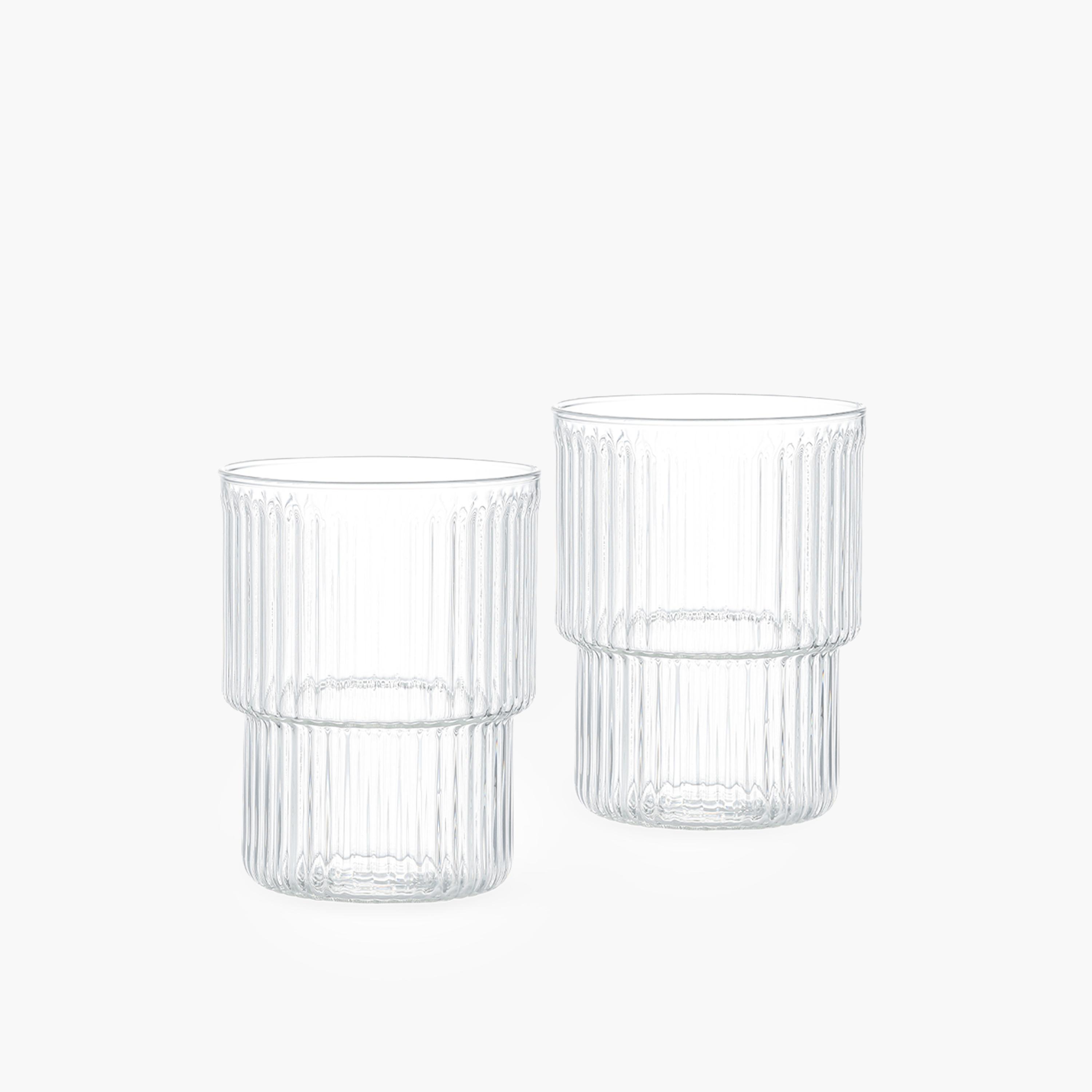Ribbed Glass Tumbler Set-household-dining-glassware-drinkingglasses-image-2
