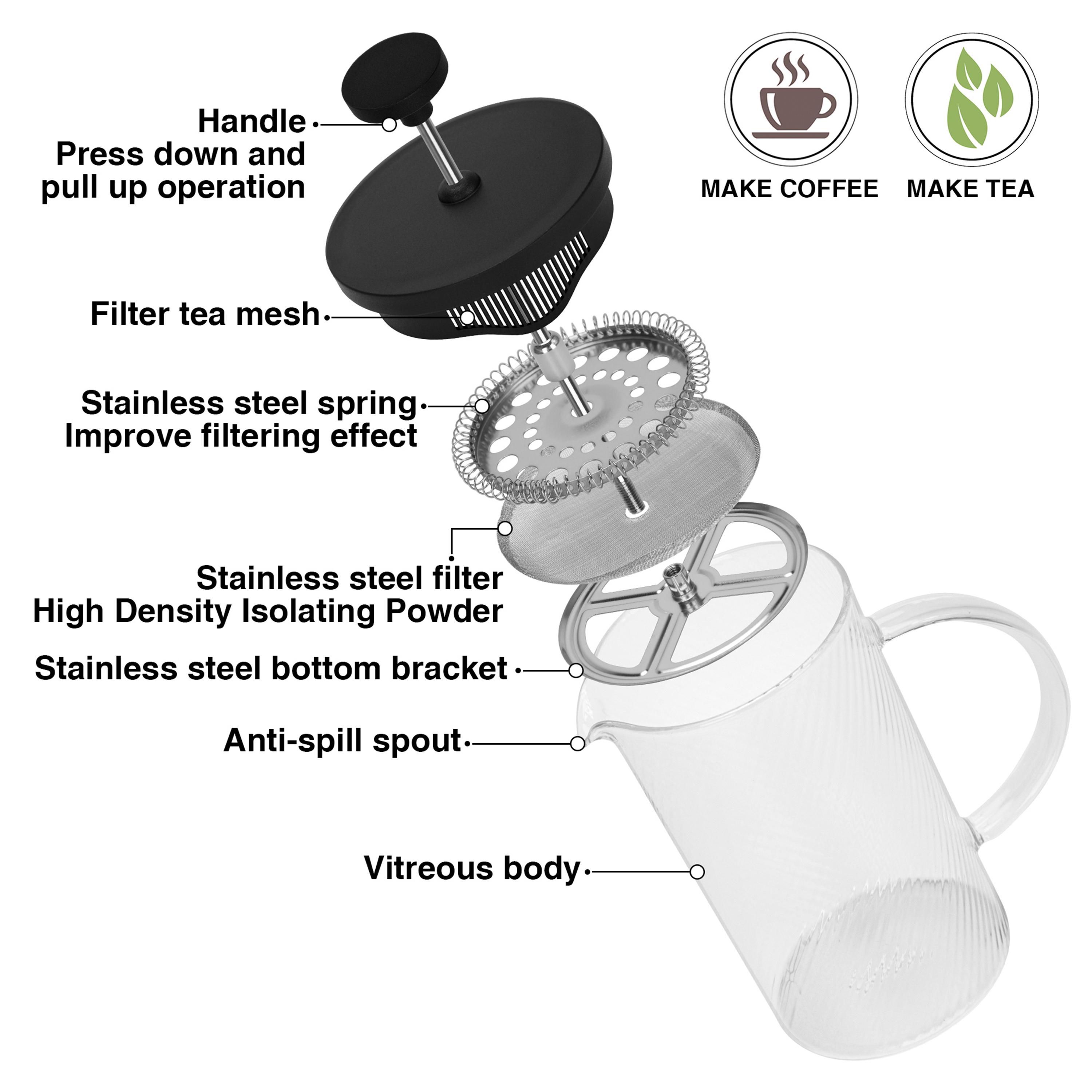 Glass French Press Coffee Maker-household-dining-teaandcoffee-teaandcoffeeaccessories-image-2