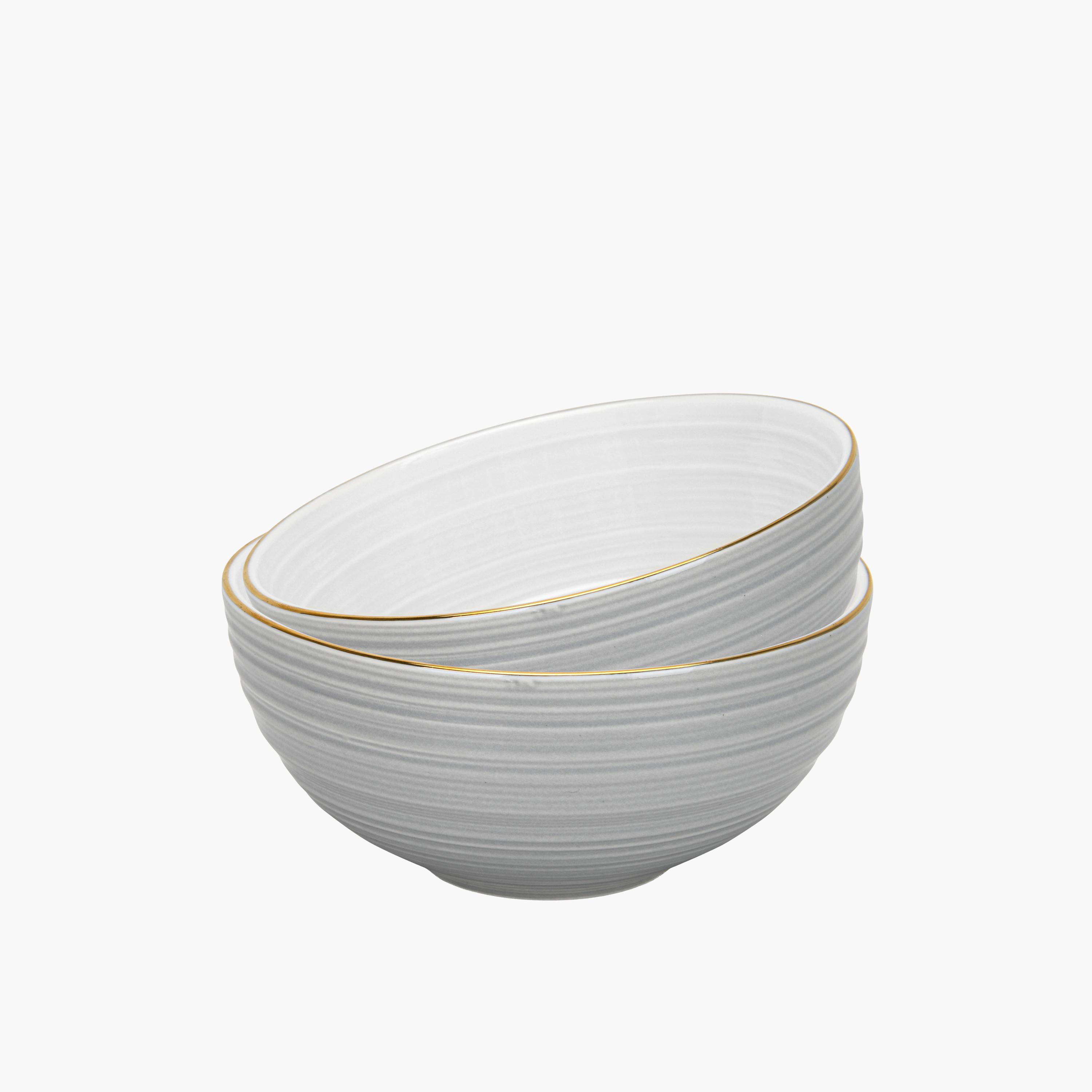 Textured Grey Bowls Gold Rim-household-dining-dinnerware-bowls-image-1