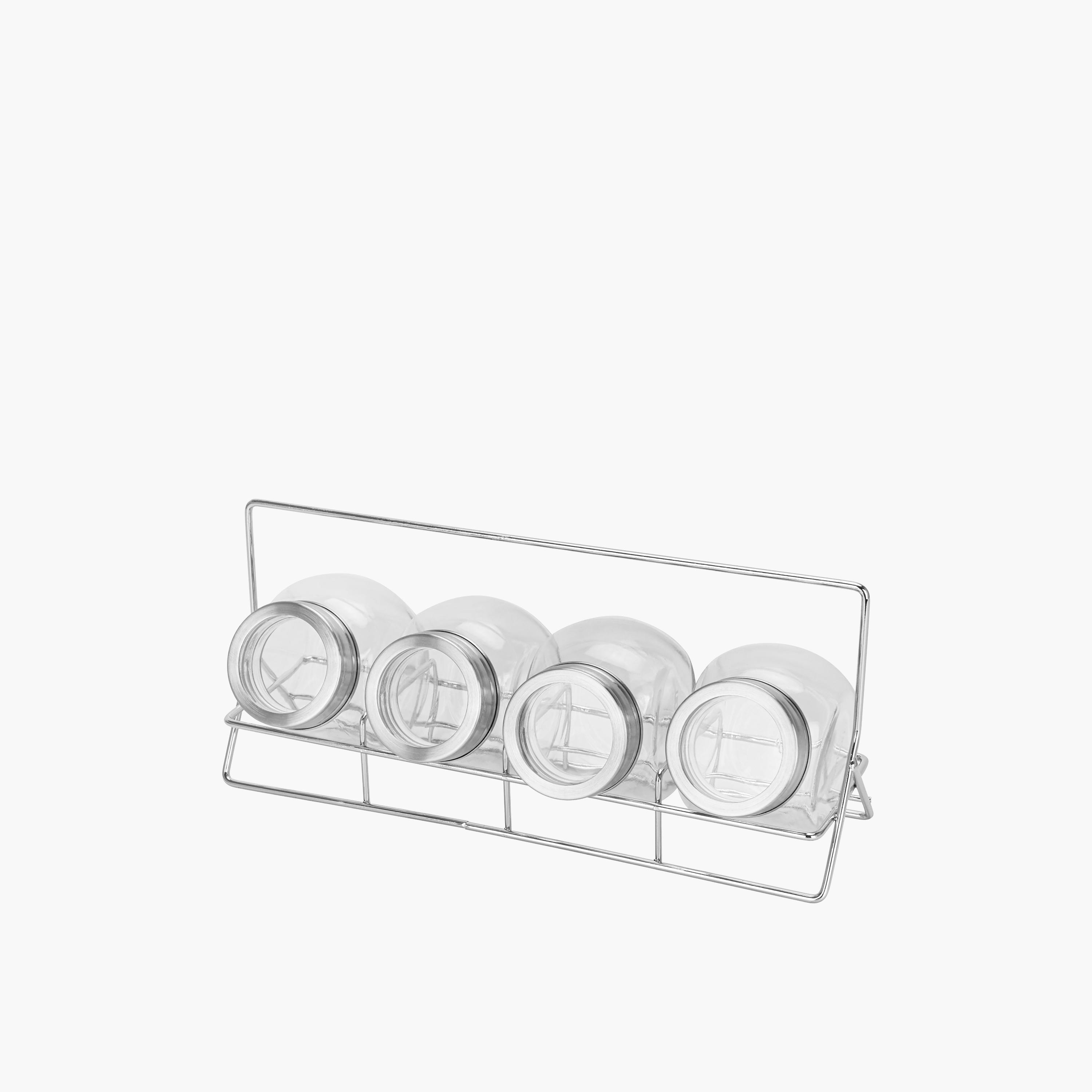 Four-Piece Glass Spice Jars with Rack-household-dining-drinkserveware-bottles-image-2
