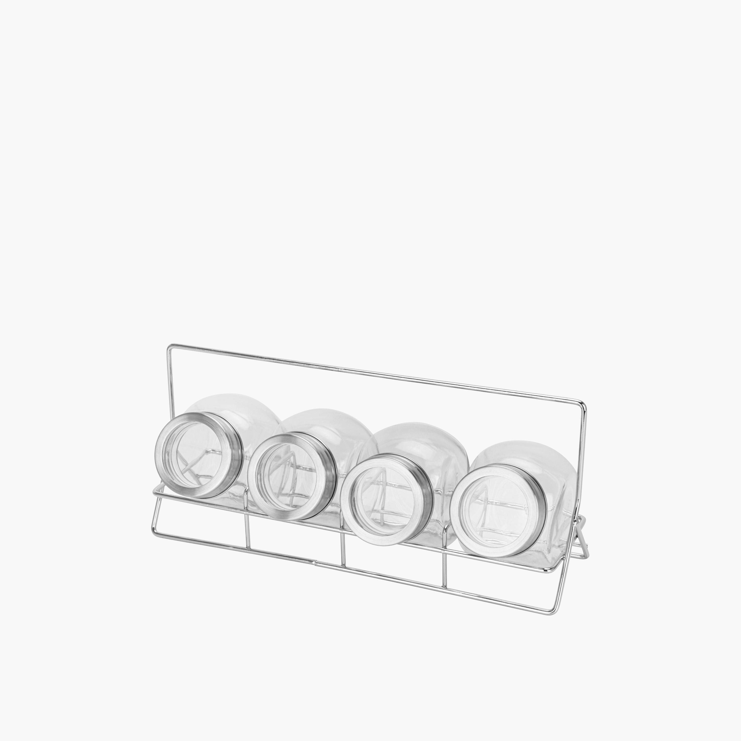 Four-Piece Glass Spice Jars with Rack-household-dining-drinkserveware-bottles-image-3