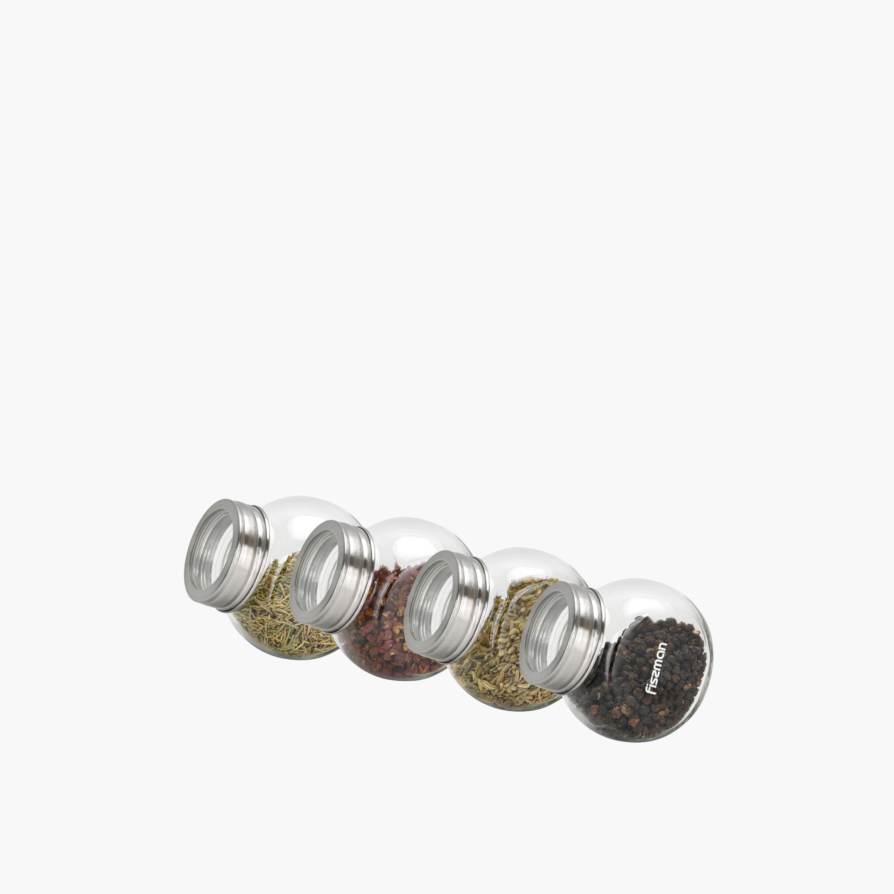 Four-Piece Glass Spice Jars with Rack-household-dining-drinkserveware-bottles-image-5
