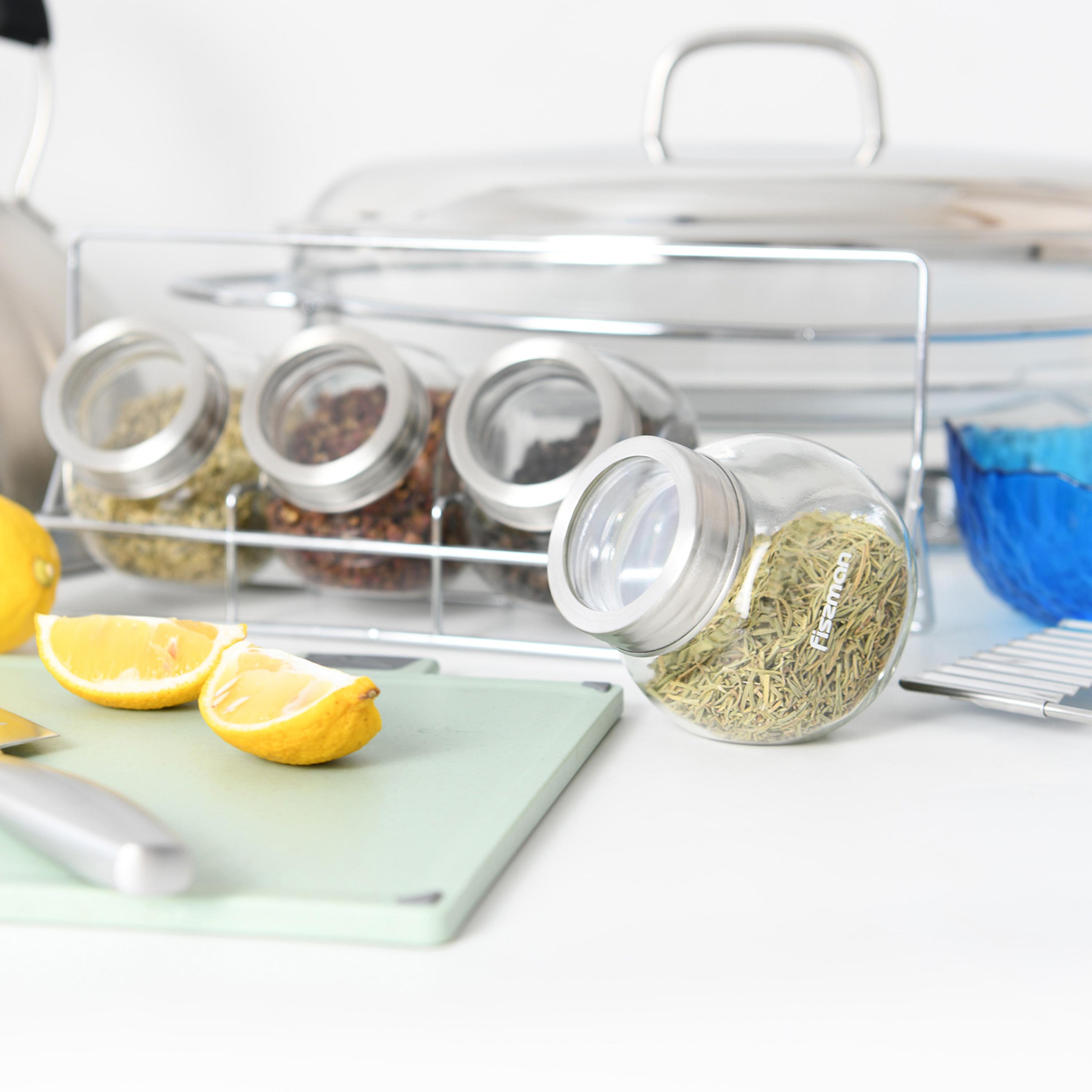 Four-Piece Glass Spice Jars with Rack-household-dining-drinkserveware-bottles-image-7