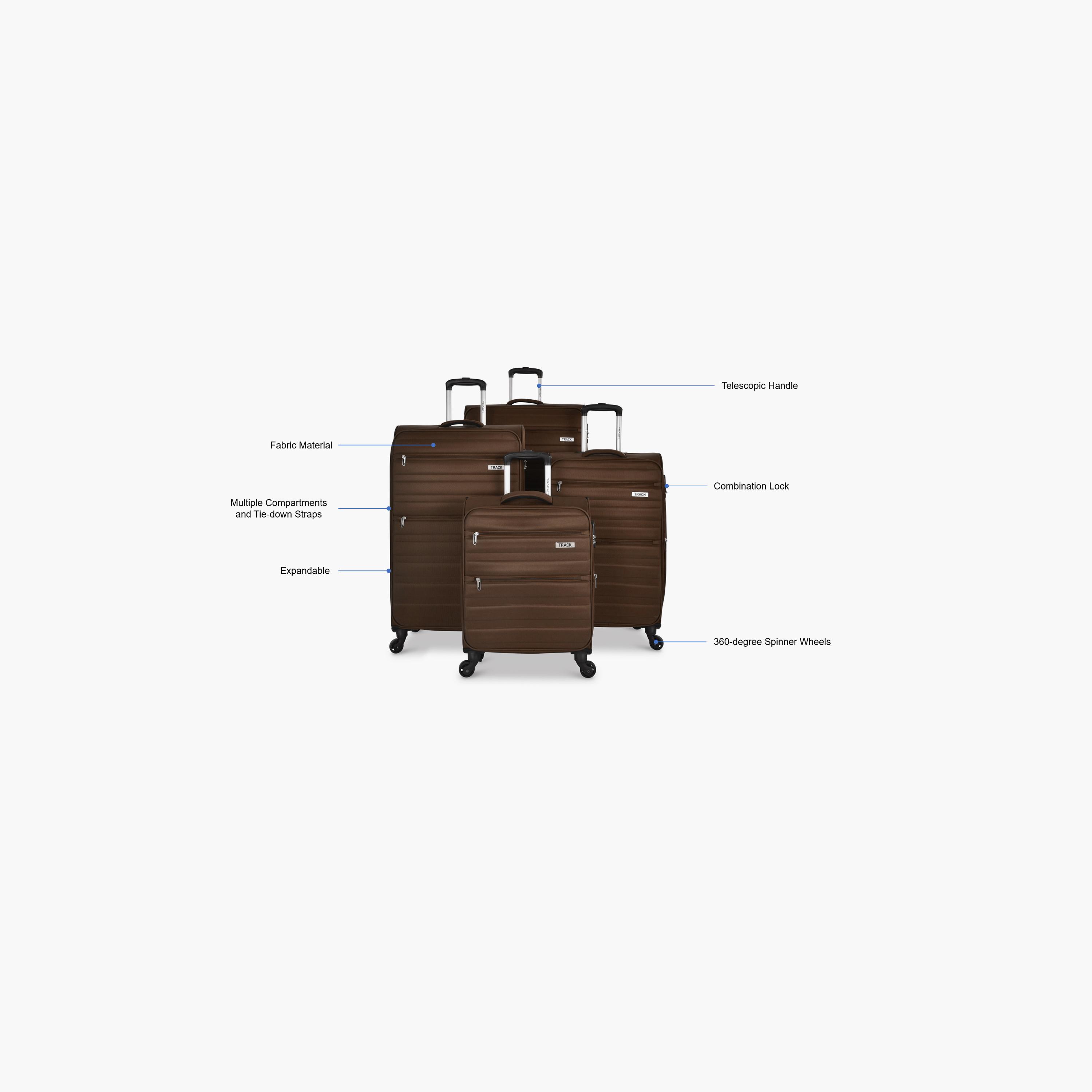 Track Set of 4 Polyester Soft Sided 4-Wheeler Spinner Trolley Bag with Combination Lock-travel-luggagesandbags-luggage-image-2