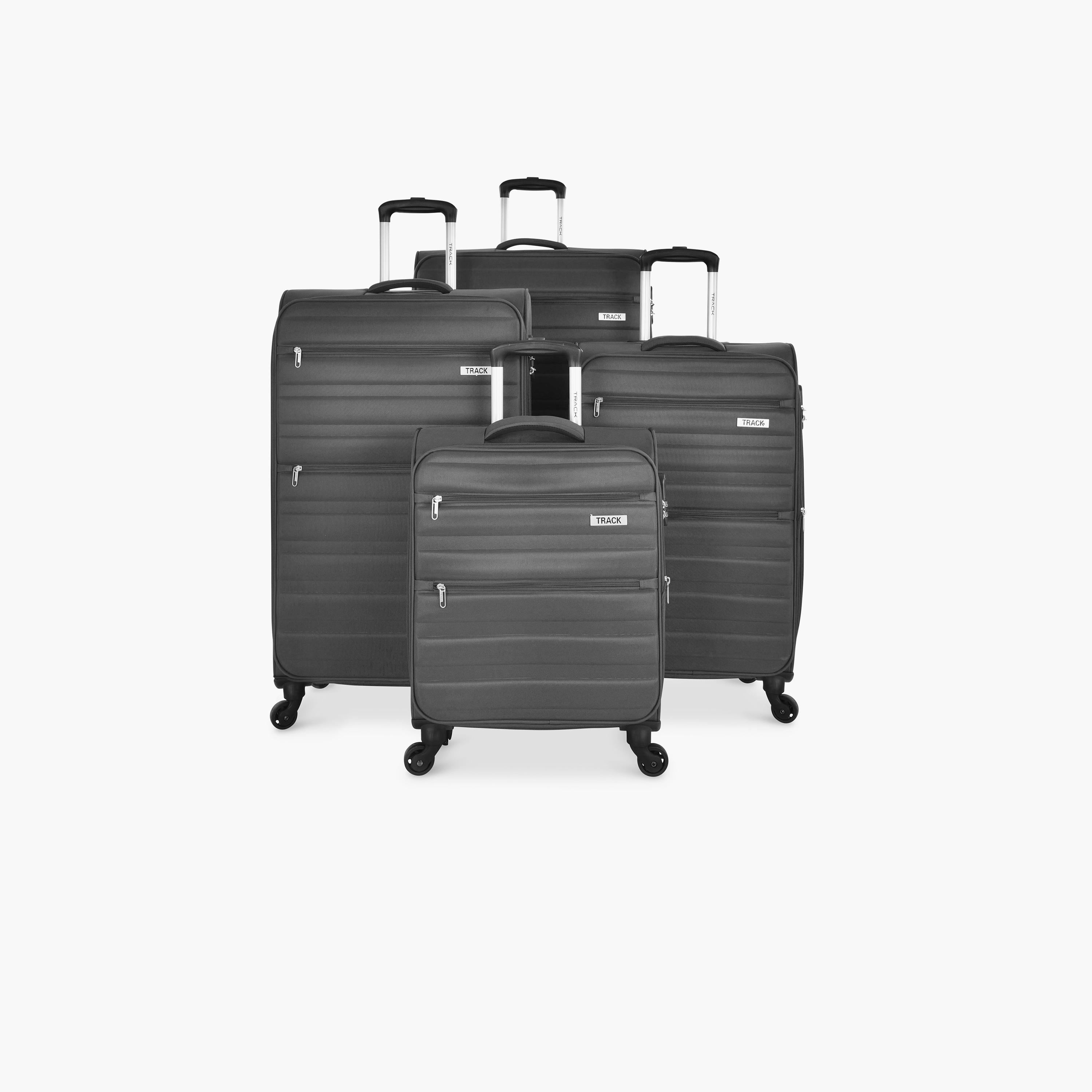 Track Set of 4 Polyester Soft Sided 4-Wheeler Spinner Trolley Bag with Combination Lock-travel-luggagesandbags-luggage-image-1