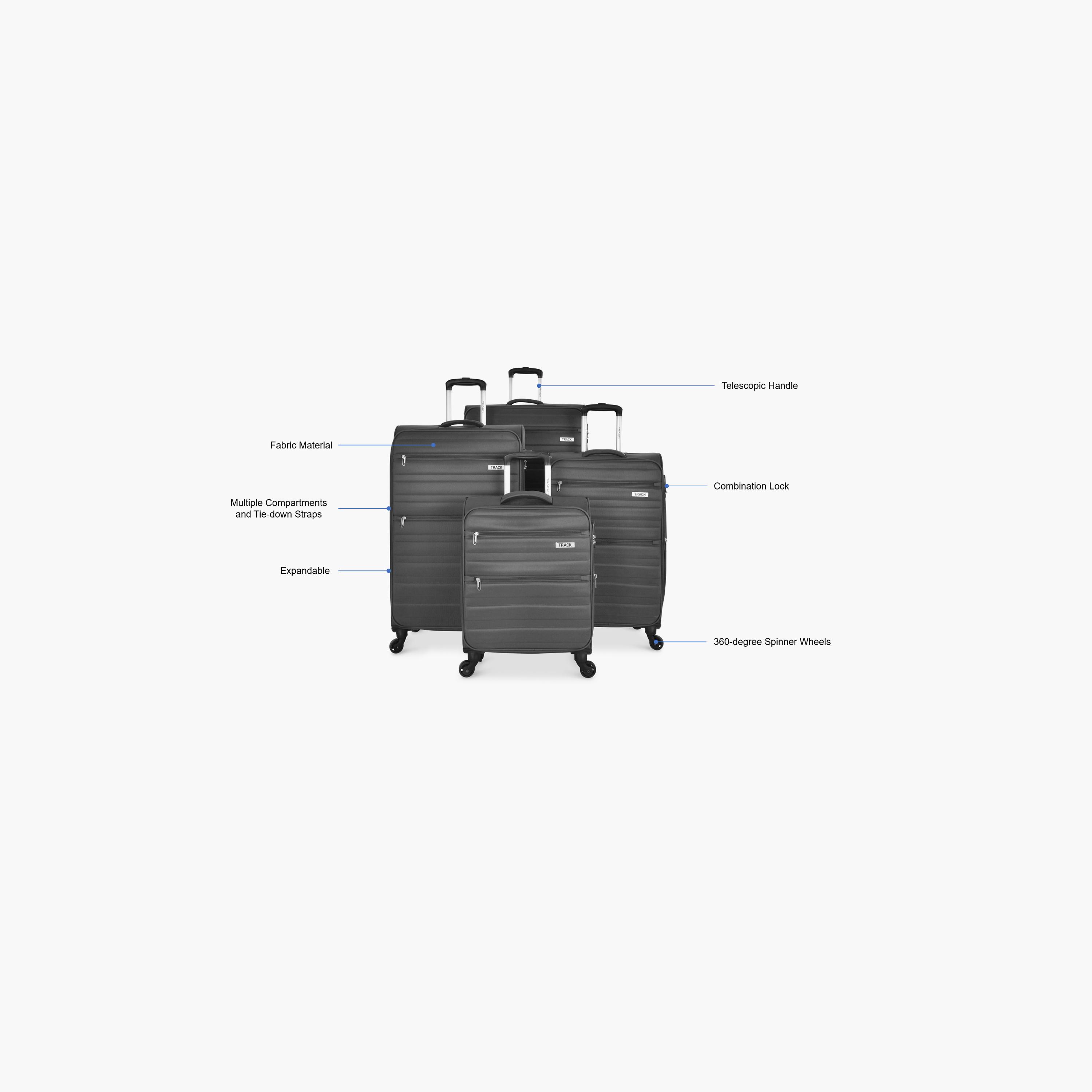 Track Set of 4 Polyester Soft Sided 4-Wheeler Spinner Trolley Bag with Combination Lock-travel-luggagesandbags-luggage-image-2