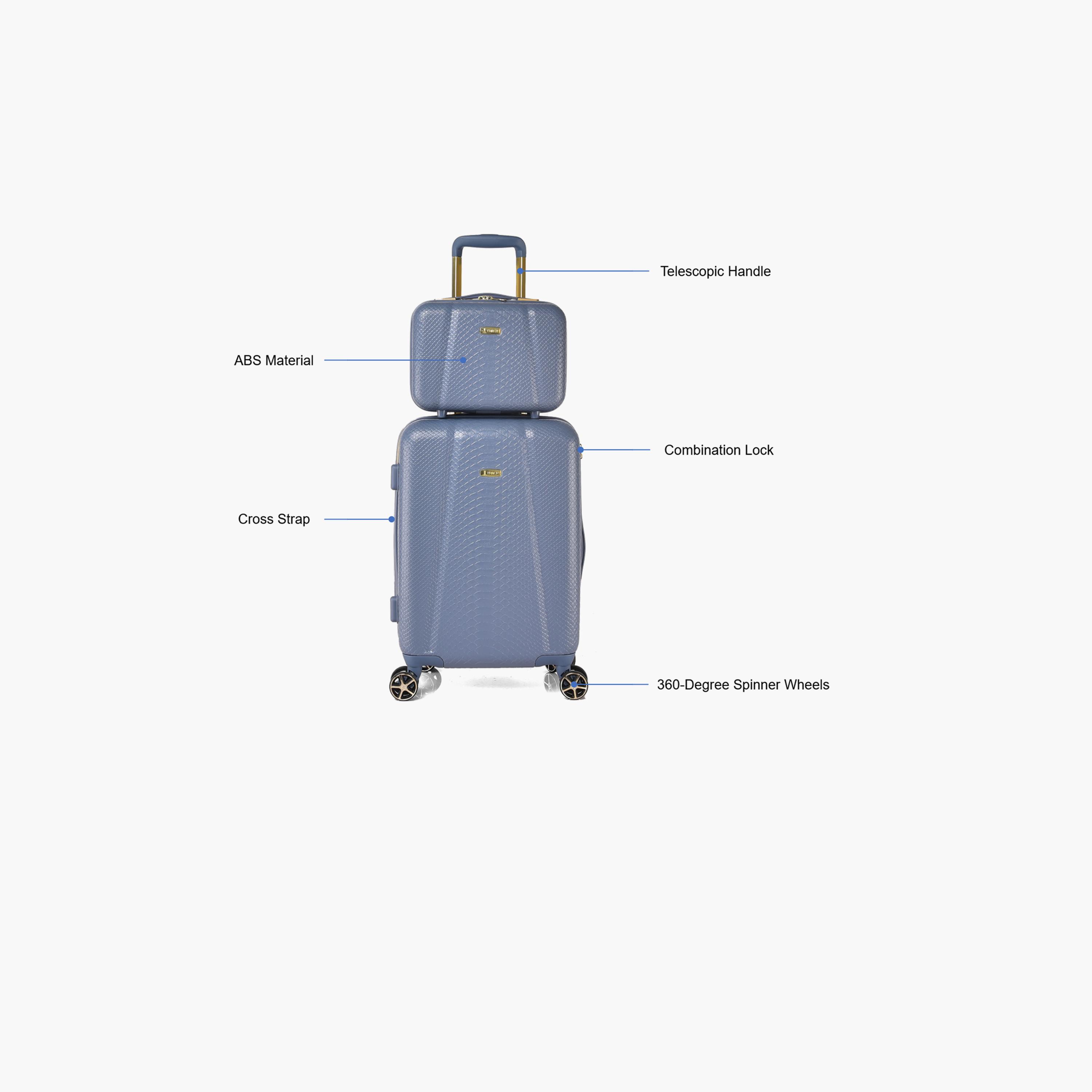 Track Set of 2 ABS Hard Sided 4-Wheeler Spinner Trolley Bag with Combination Lock-travel-luggagesandbags-luggage-image-2
