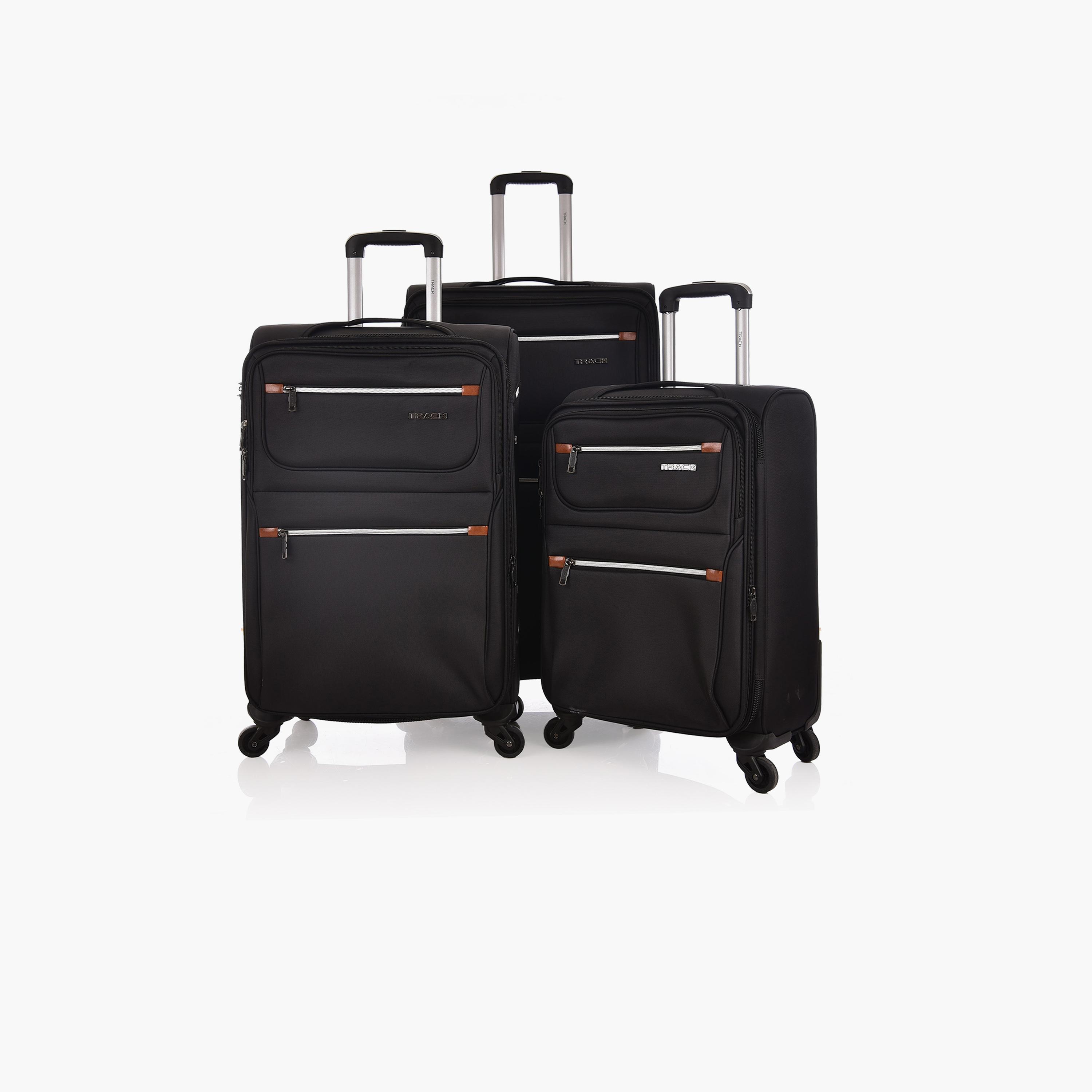 Track Set of 3 Polyester Soft Sided 4-Wheeler Spinner Trolley Bag with Combination Lock-travel-luggagesandbags-luggage-image-1