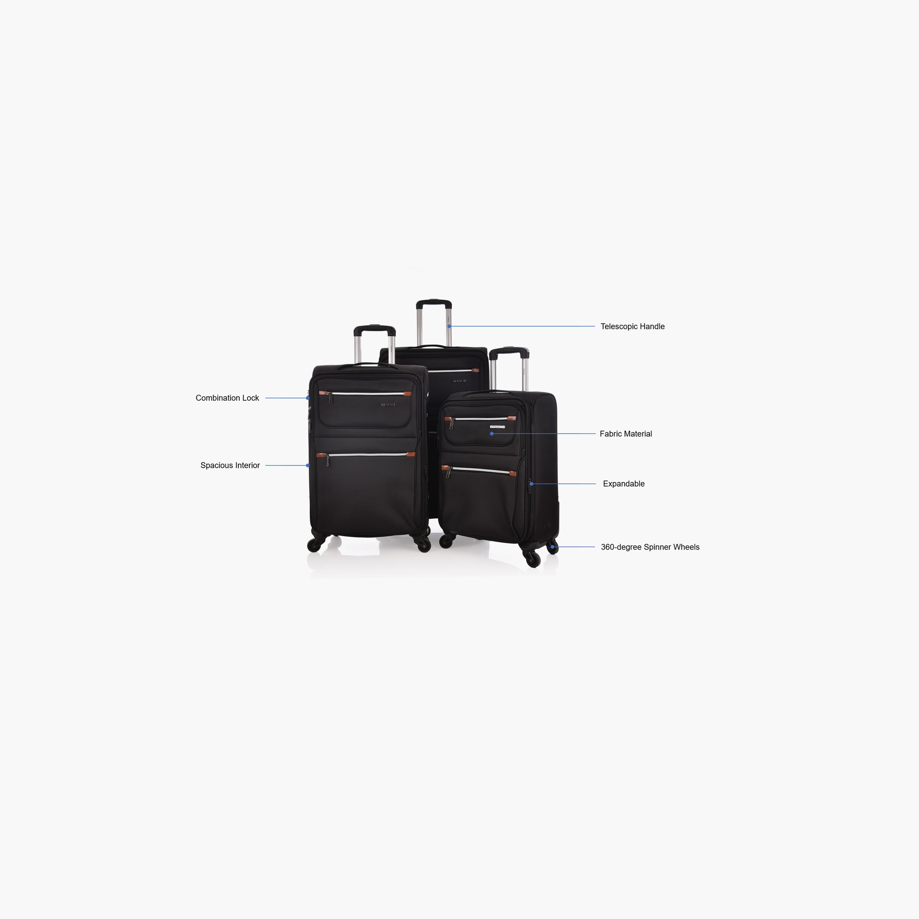 Track Set of 3 Polyester Soft Sided 4-Wheeler Spinner Trolley Bag with Combination Lock-travel-luggagesandbags-luggage-image-2