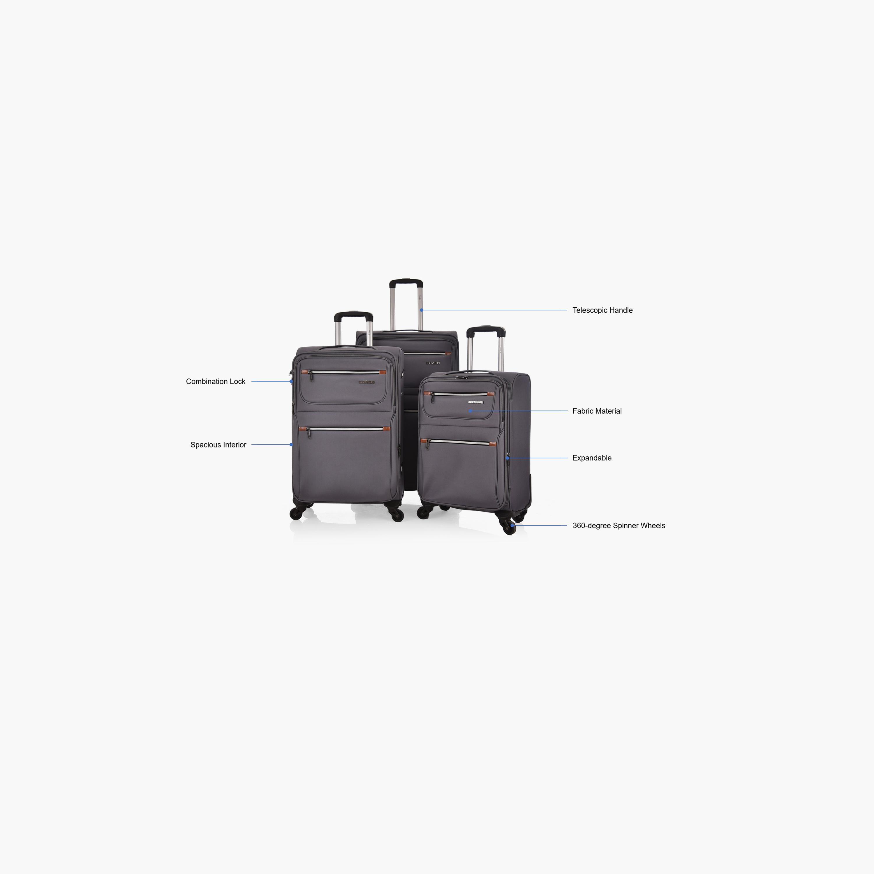 تراك - طقم  3 شنط بجوانب طرية من البوليستر وأربع عجلات دوارة  مع قفل مركب-travel-luggagesandbags-luggage-image-2