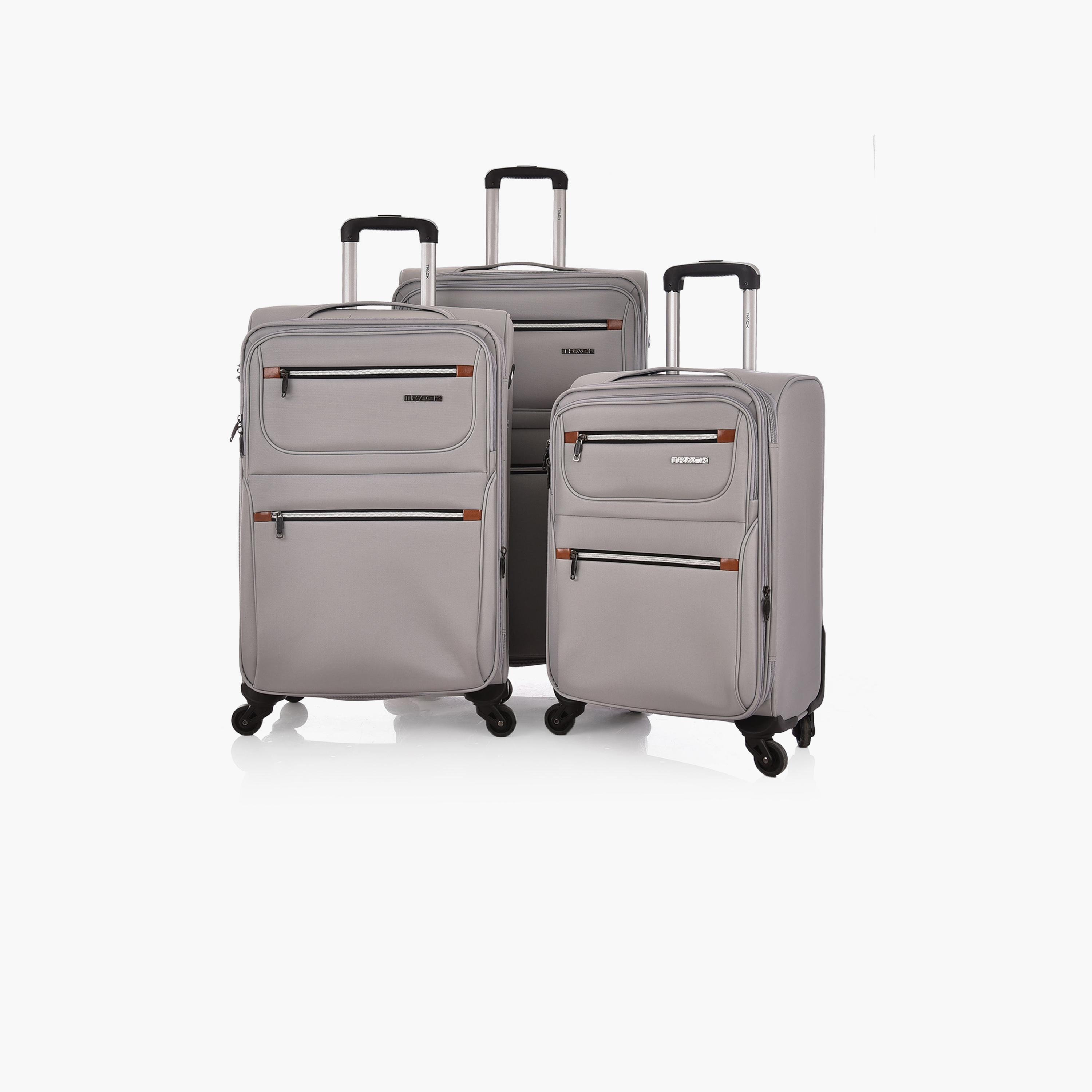 Track Set of 3 Polyester Soft Sided 4-Wheeler Spinner Trolley Bag with Combination Lock-travel-luggagesandbags-luggage-image-1