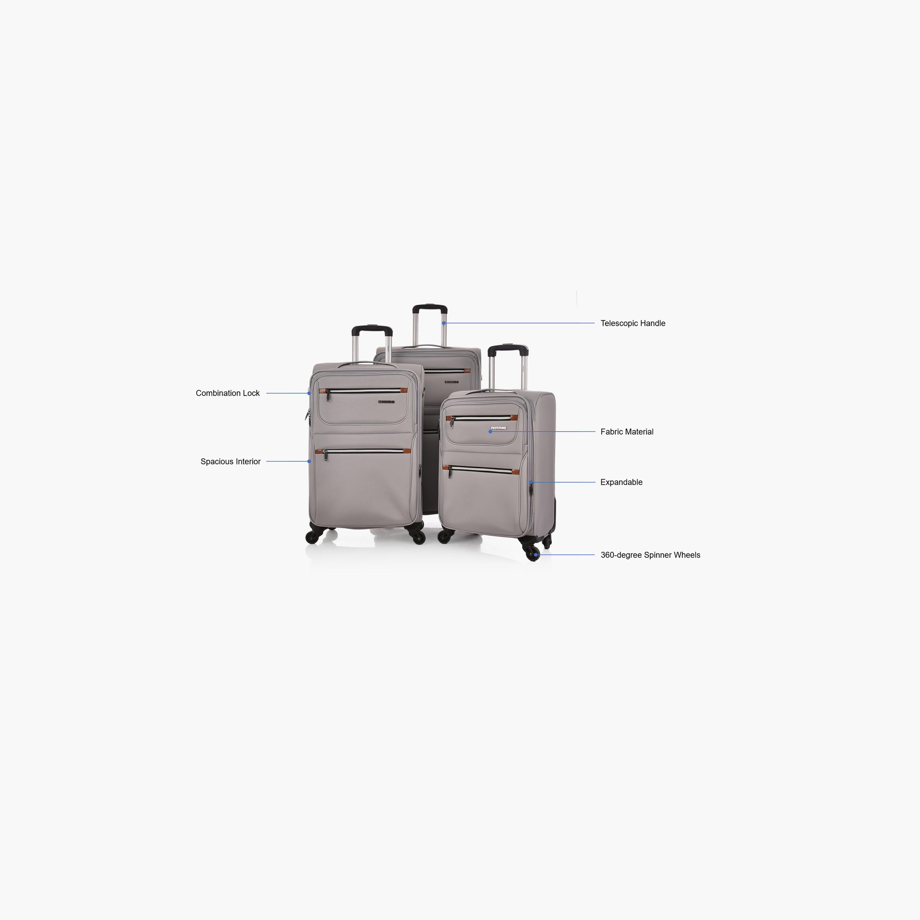 Track Set of 3 Polyester Soft Sided 4-Wheeler Spinner Trolley Bag with Combination Lock-travel-luggagesandbags-luggage-image-2