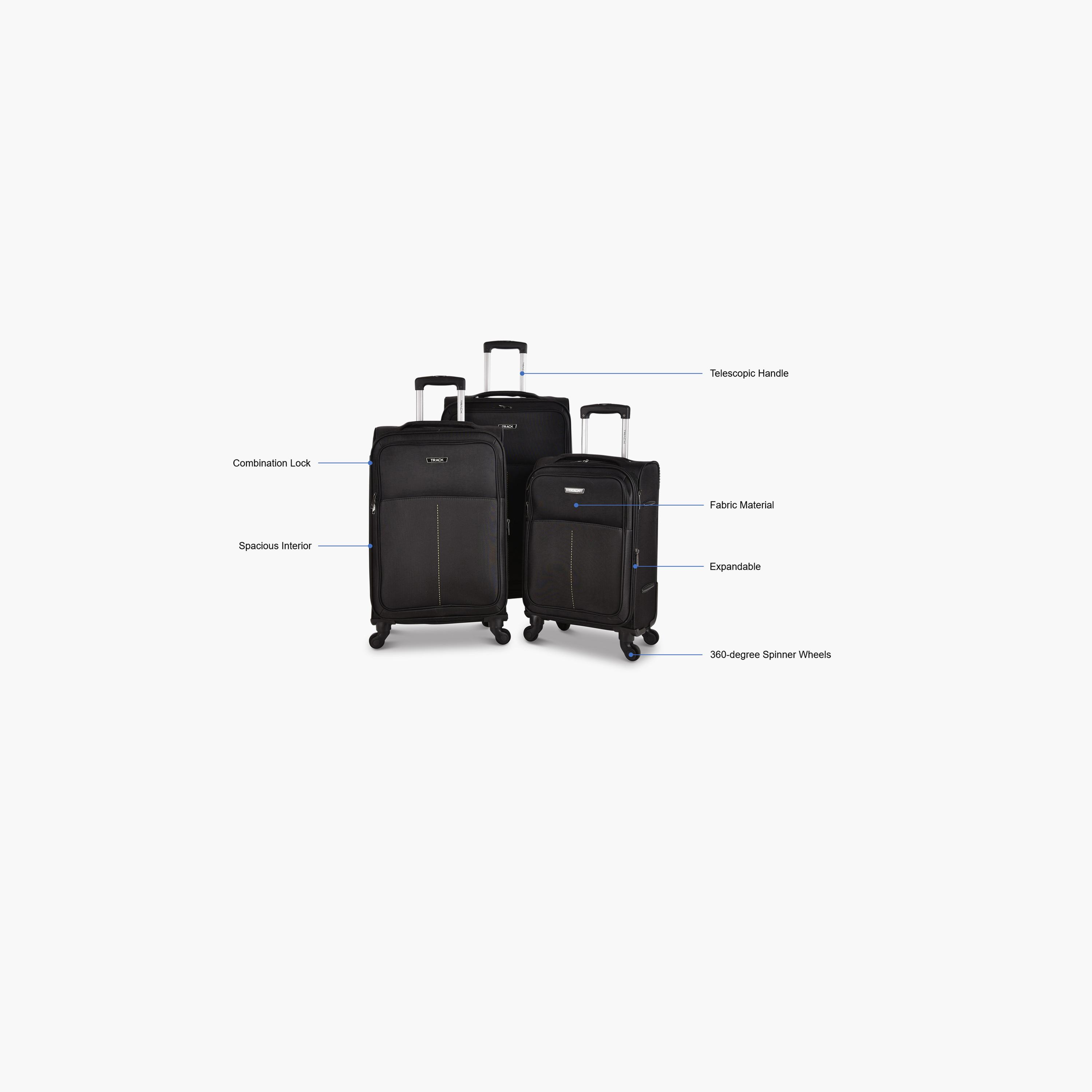 Track Set of 3 Polyester Soft Sided 4-Wheeler Spinner Trolley Bag with Combination Lock-travel-luggagesandbags-luggage-image-2