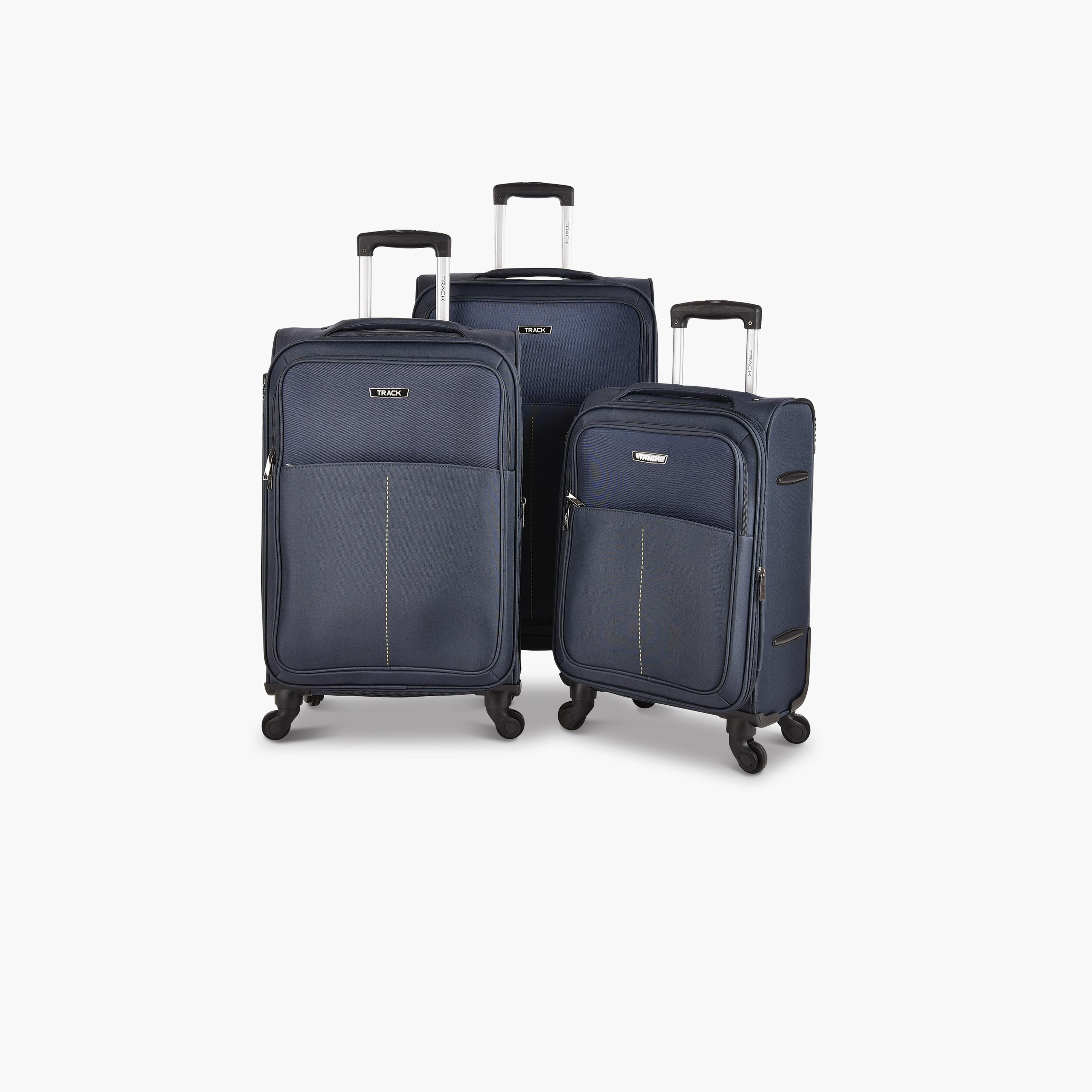 Track Set of 3 Polyester Soft Sided 4-Wheeler Spinner Trolley Bag with Combination Lock-travel-luggagesandbags-luggage-image-1