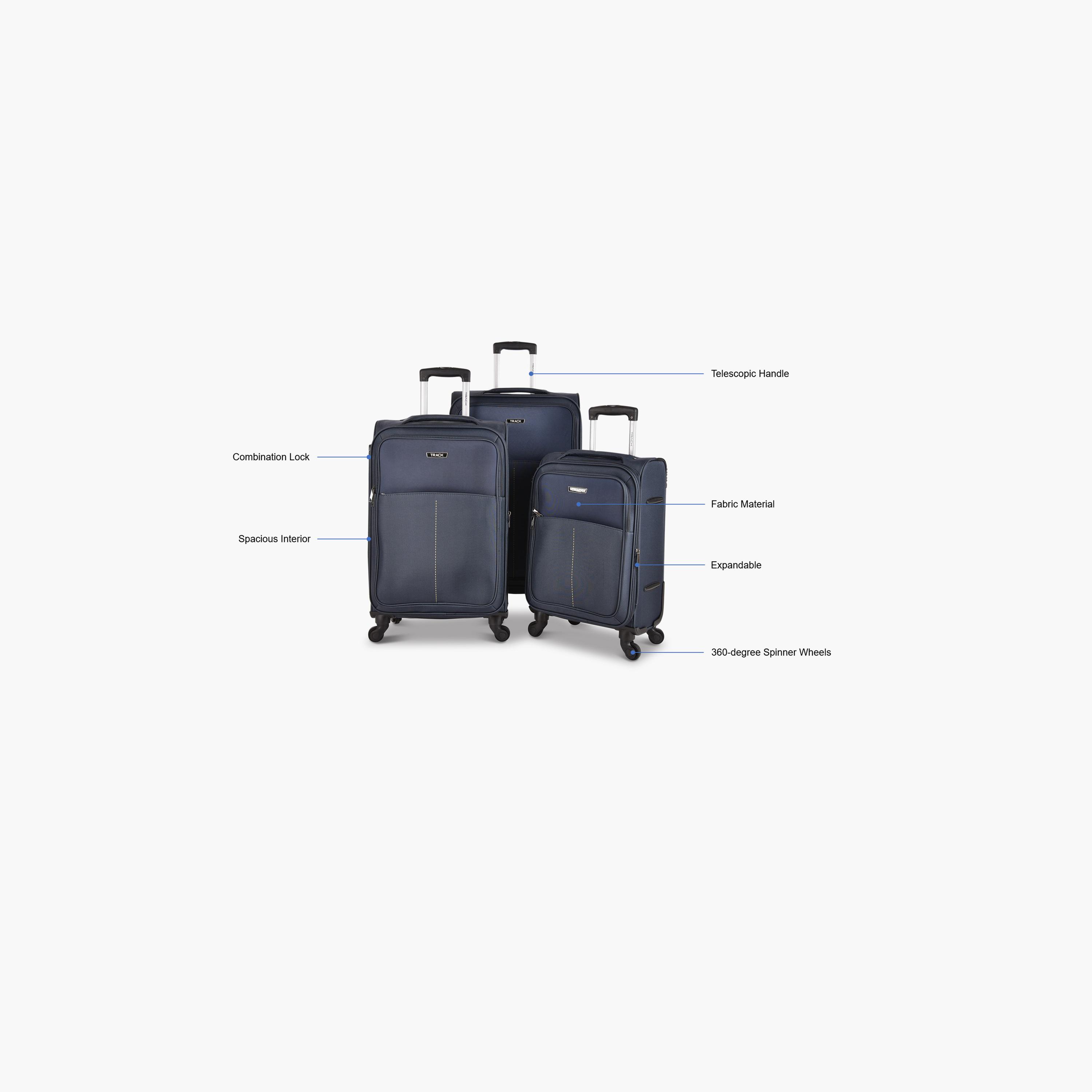 Track Set of 3 Polyester Soft Sided 4-Wheeler Spinner Trolley Bag with Combination Lock-travel-luggagesandbags-luggage-image-2
