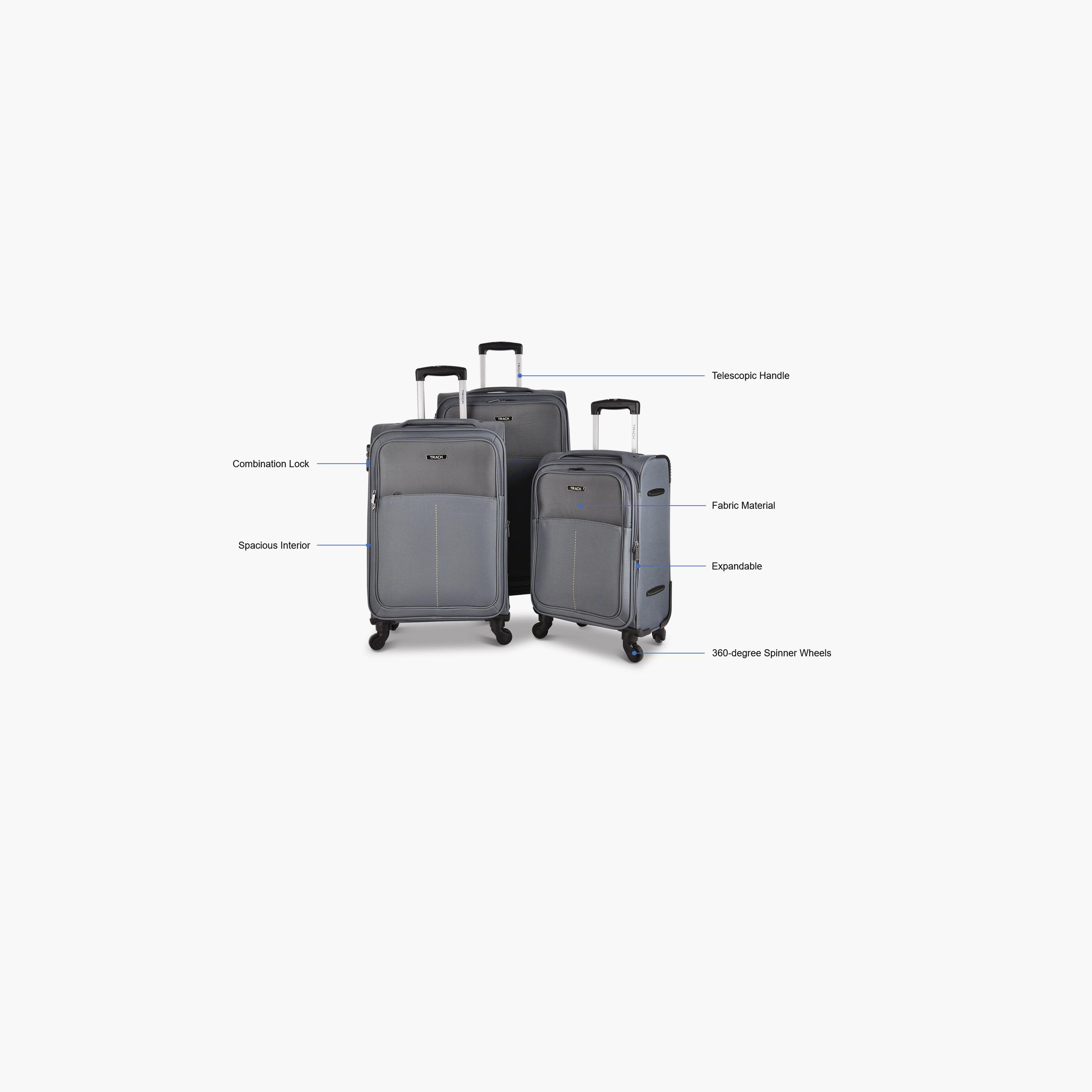تراك - طقم  3 شنط بجوانب طرية من البوليستر وأربع عجلات دوارة  مع قفل مركب-travel-luggagesandbags-luggage-image-2