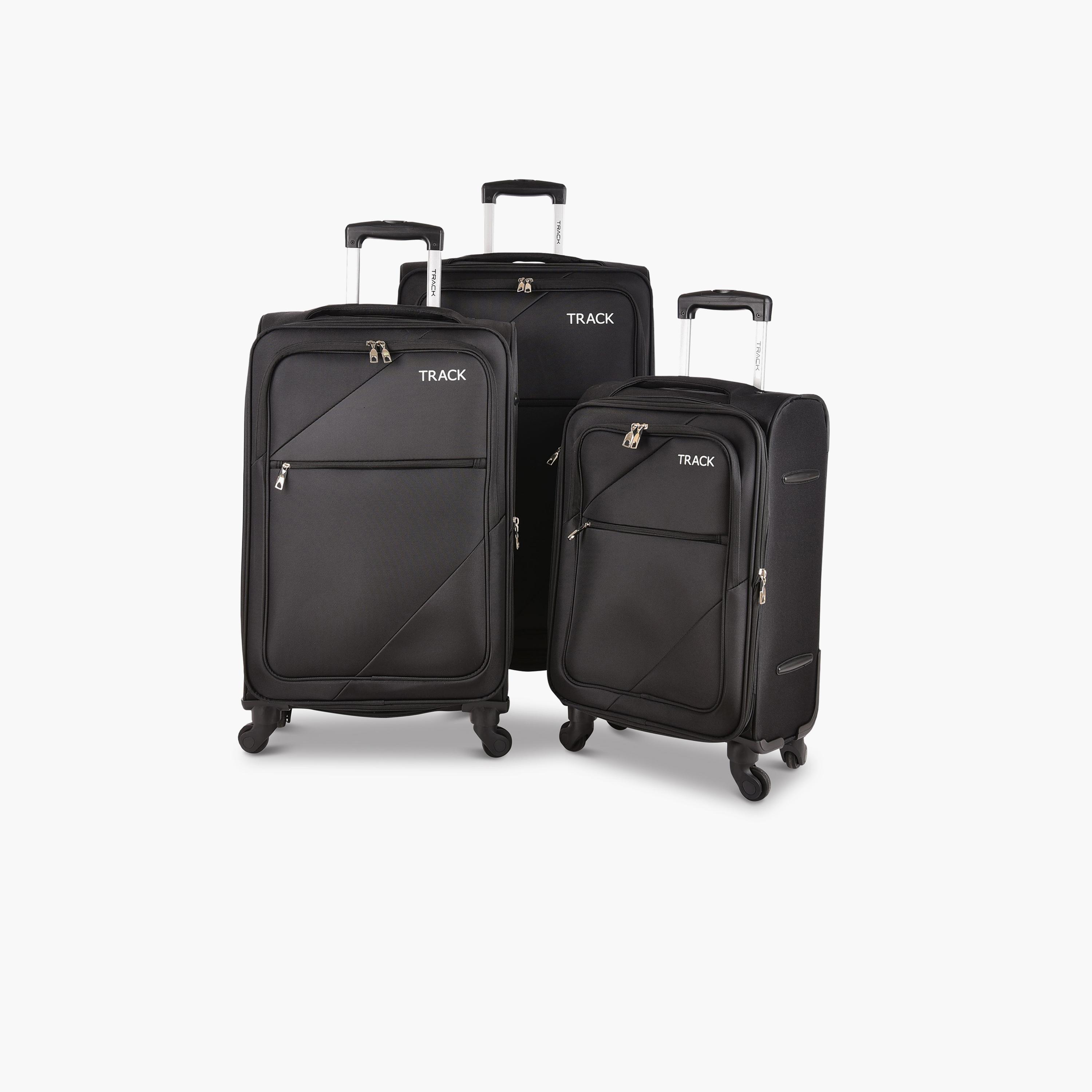 Track Set of 3 Polyester Soft Sided 4-Wheeler Spinner Trolley Bag with Combination Lock-travel-luggagesandbags-luggage-image-1