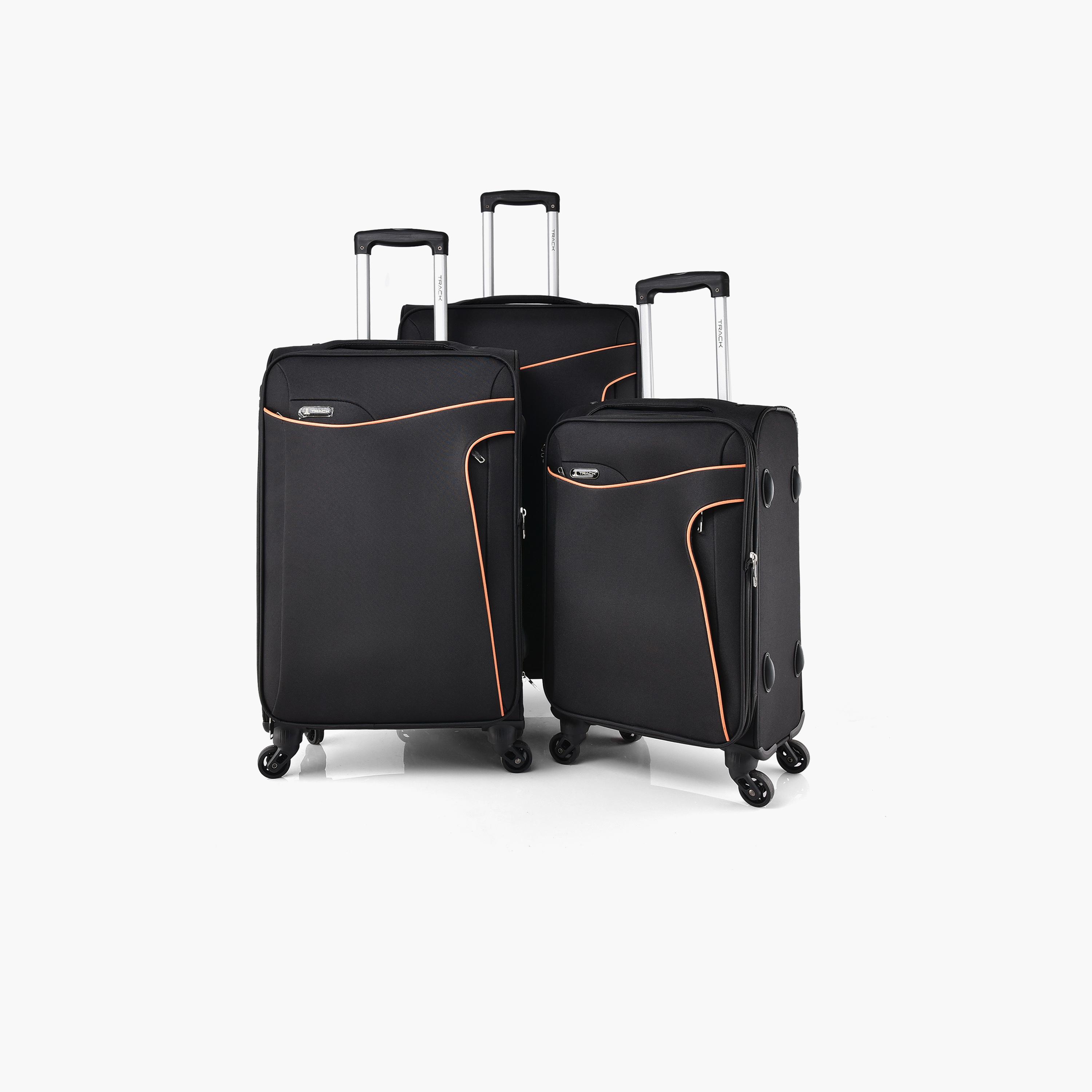 Track Set of 3 Polyester Soft Sided 4-Wheeler Spinner Trolley Bag with Combination Lock-travel-luggagesandbags-luggage-image-1
