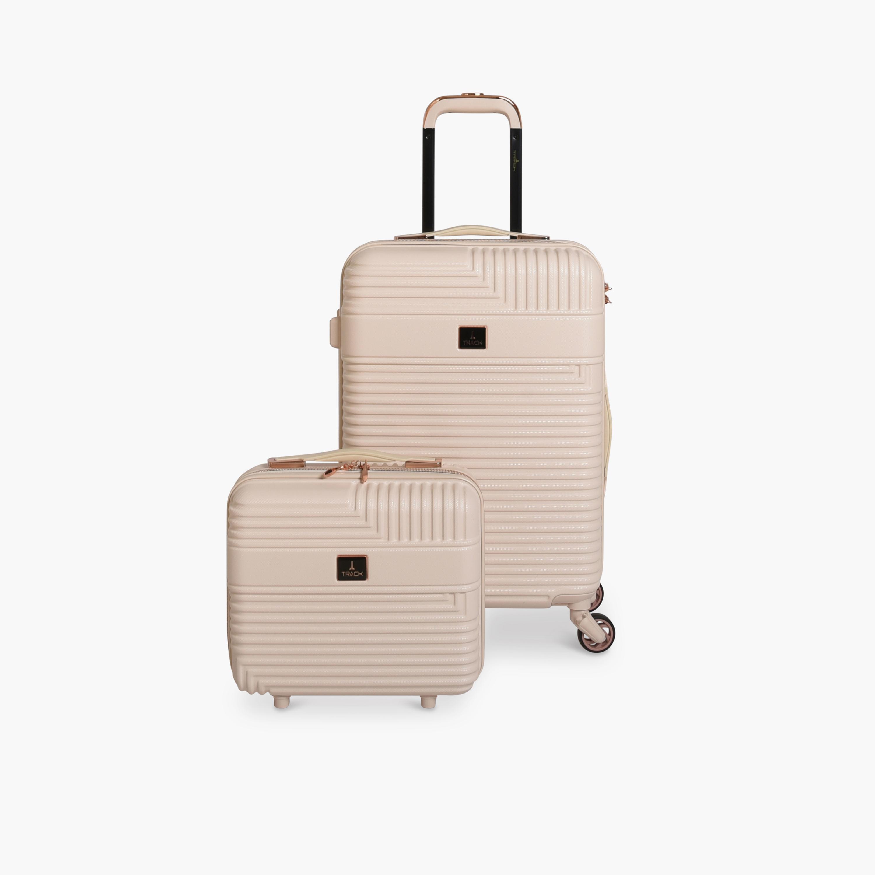Track Set of 2 ABS Hard Sided 4-Wheeler Spinner Trolley Bag with Combination Lock-travel-luggagesandbags-luggage-image-1