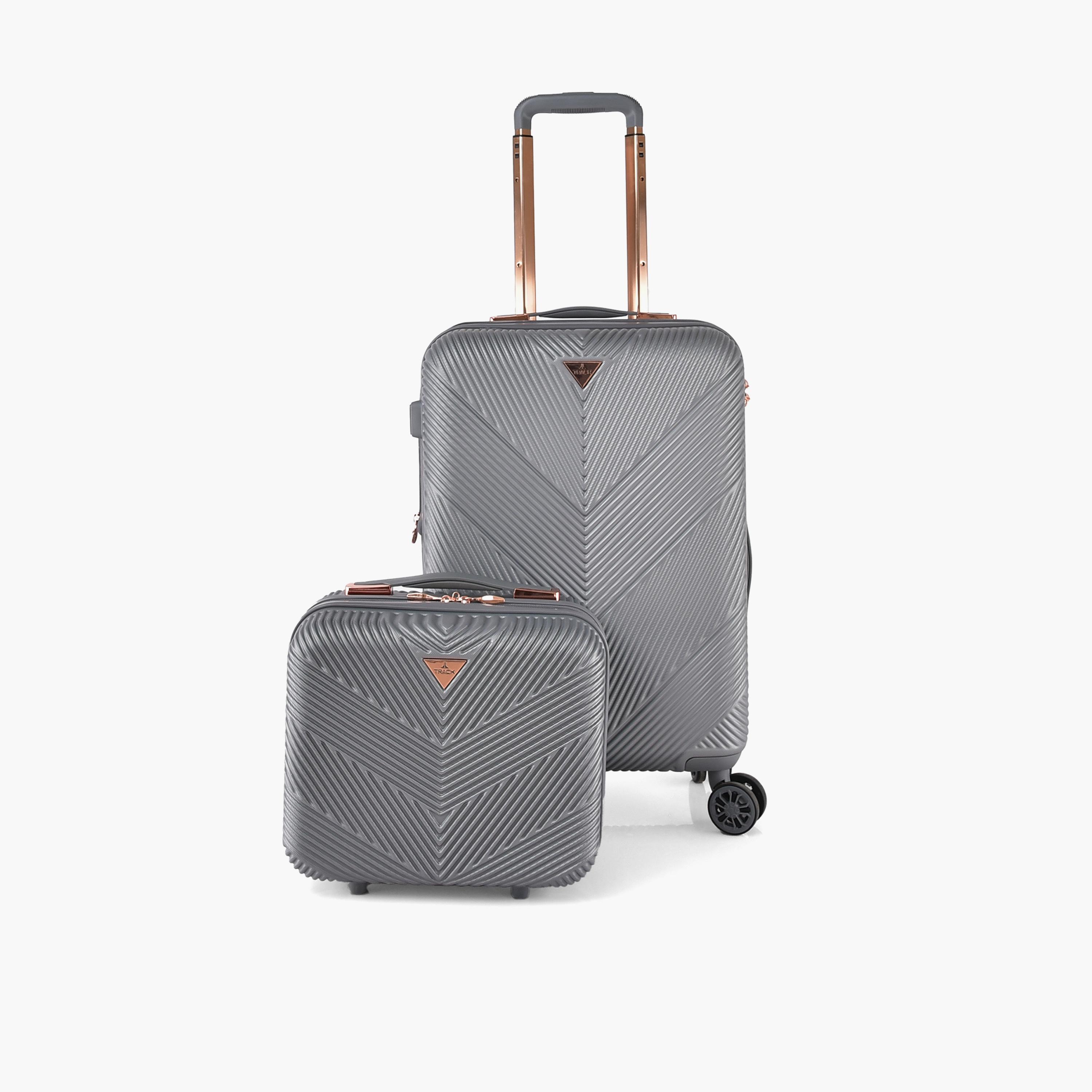Track Set of 2 ABS Hard Sided 4-Wheeler Spinner Trolley Bag with Combination Lock-travel-luggagesandbags-luggage-image-1