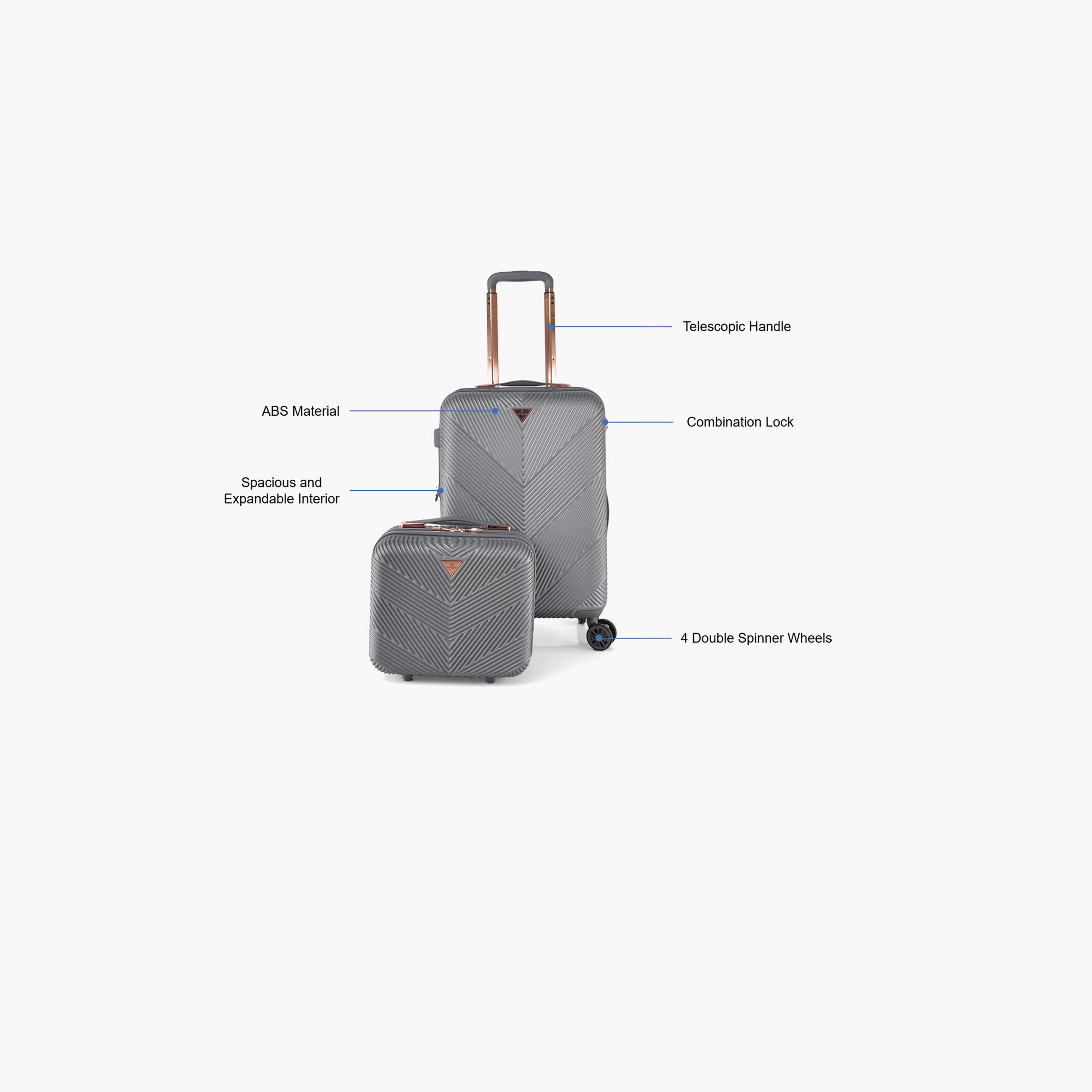 Track Set of 2 ABS Hard Sided 4-Wheeler Spinner Trolley Bag with Combination Lock-travel-luggagesandbags-luggage-image-2