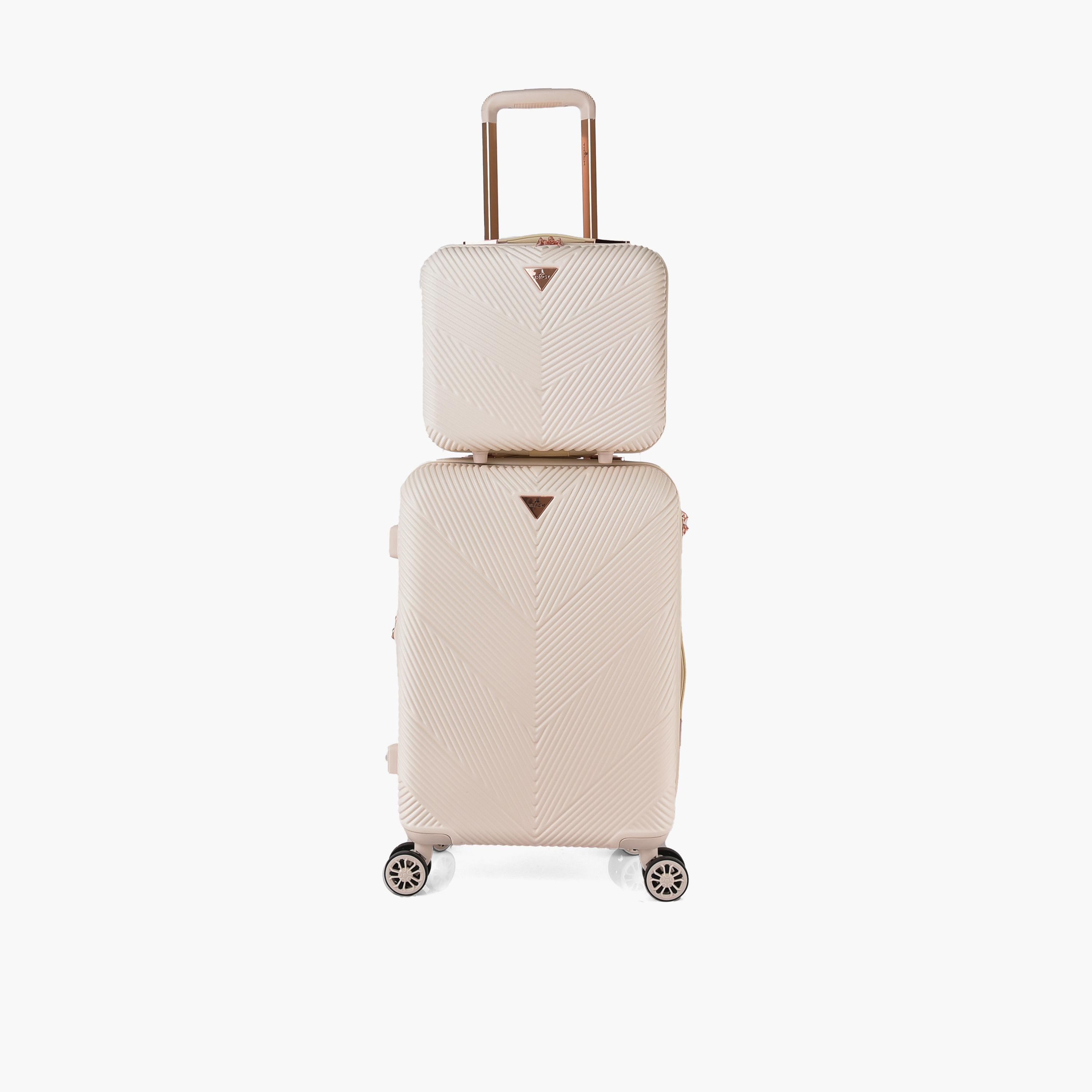 Track Set of 2 ABS Hard Sided 4-Wheeler Spinner Trolley Bag with Combination Lock-travel-luggagesandbags-luggage-image-1