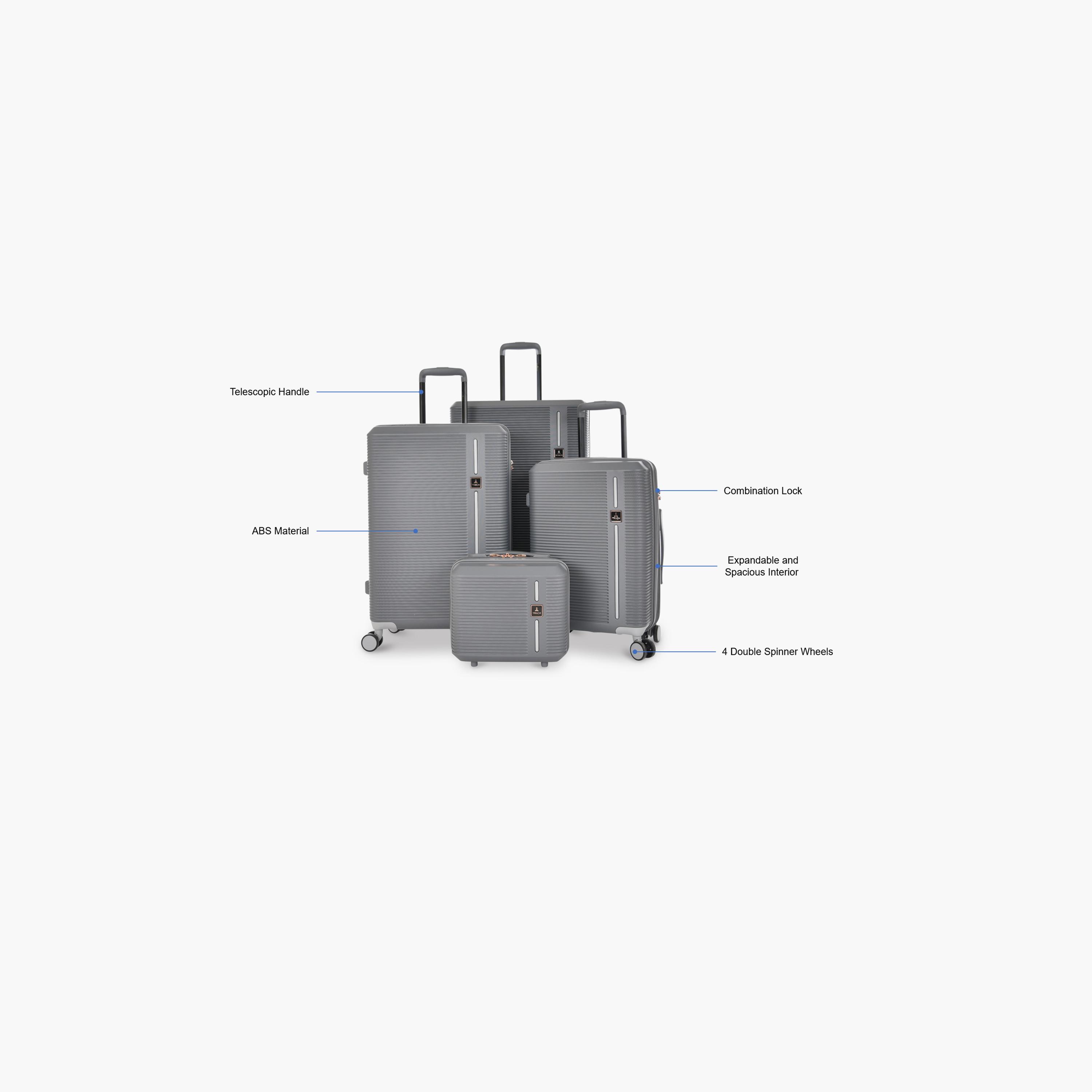 تراك - طقم  4 شنط بجوانب صلبة من مادة ABS وأربع عجلات دوارة مع قفل مركب-travel-luggagesandbags-luggage-image-2