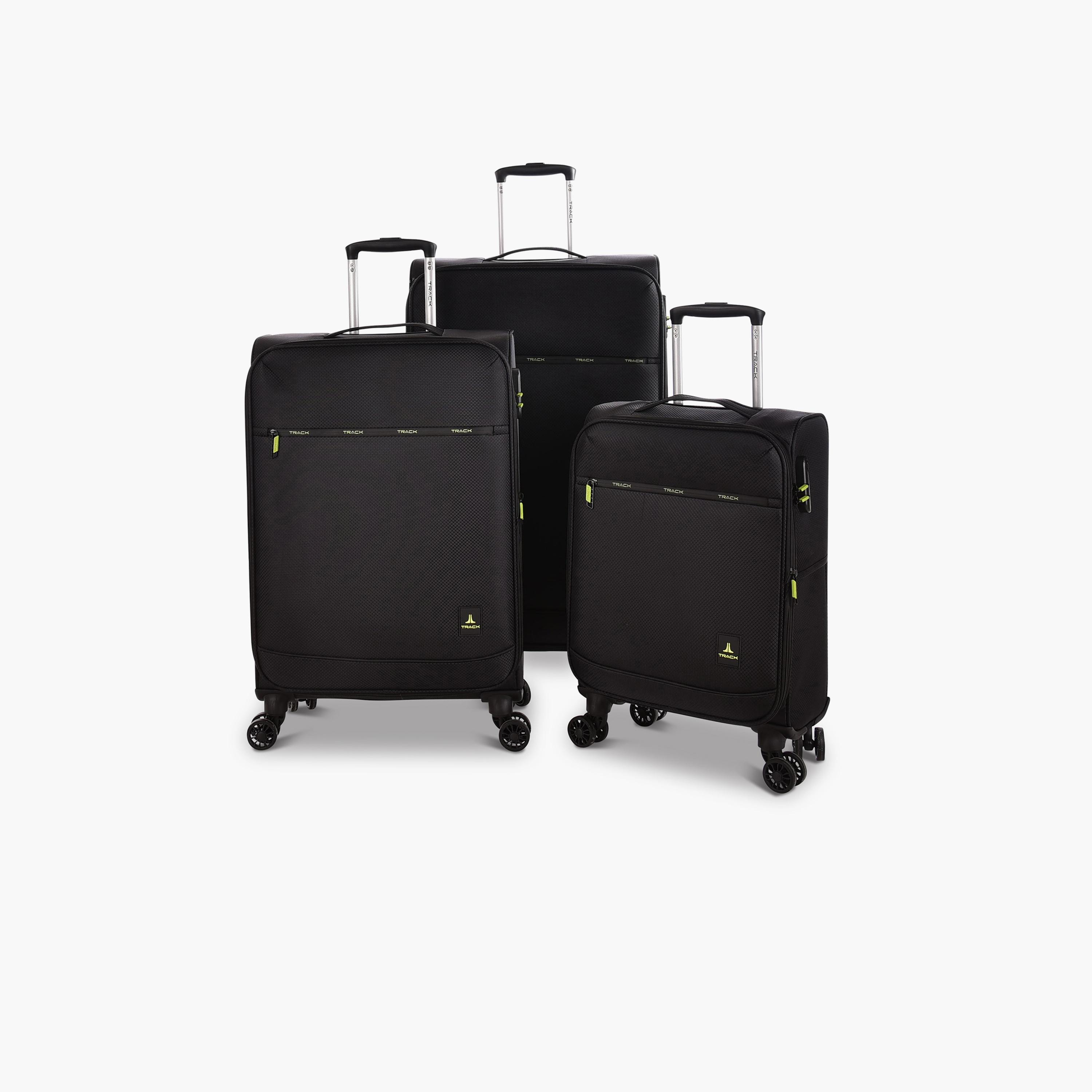 Track Set of 3 Polyester Soft Sided 4-Wheeler Spinner Trolley Bag with Combination Lock-travel-luggagesandbags-luggage-image-1