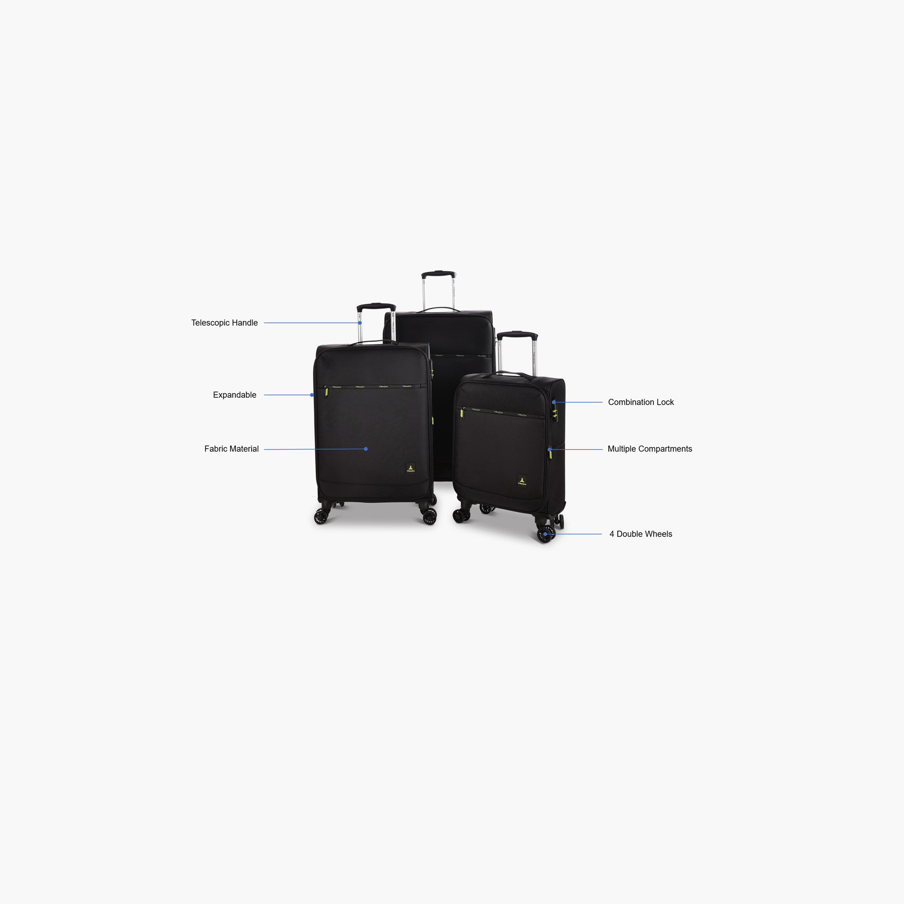 Track Set of 3 Polyester Soft Sided 4-Wheeler Spinner Trolley Bag with Combination Lock-travel-luggagesandbags-luggage-image-2