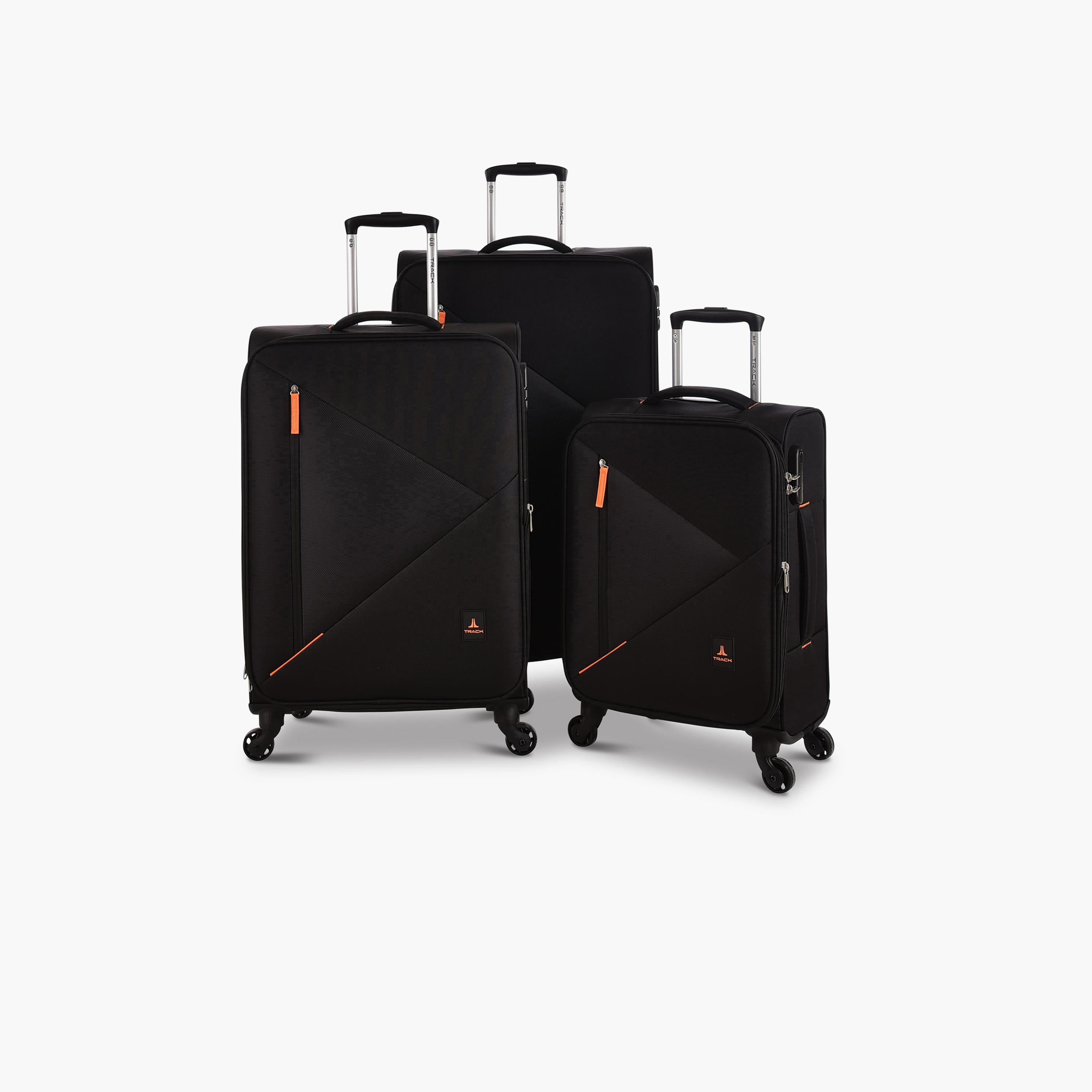Track Set of 3 Polyester Soft Sided 4-Wheeler Spinner Trolley Bag with Combination Lock-travel-luggagesandbags-luggage-image-1