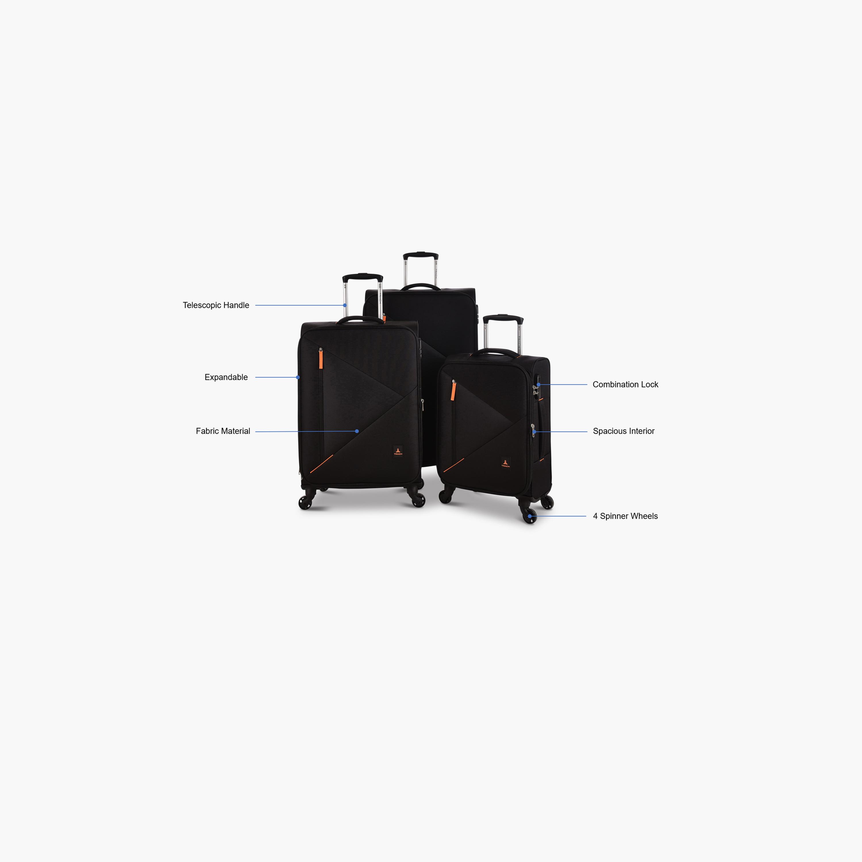 Track Set of 3 Polyester Soft Sided 4-Wheeler Spinner Trolley Bag with Combination Lock-travel-luggagesandbags-luggage-image-2