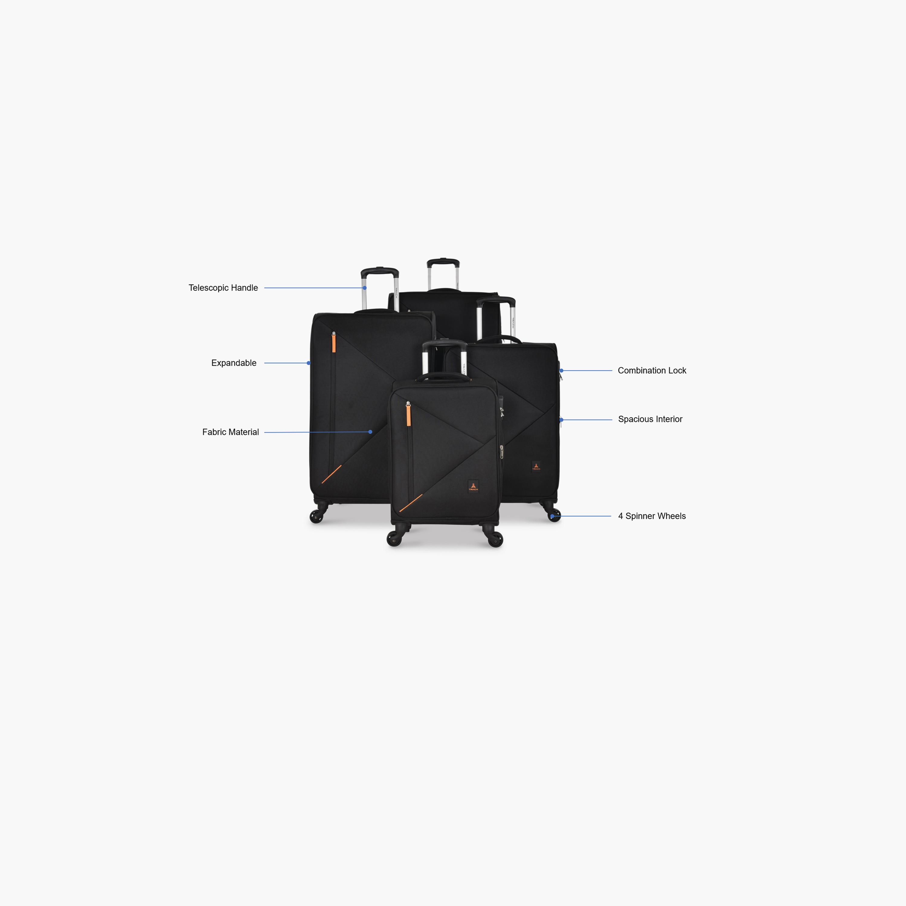 Track Set of 4 Polyester Soft Sided 4-Wheeler Spinner Trolley Bag with Combination Lock-travel-luggagesandbags-luggage-image-2