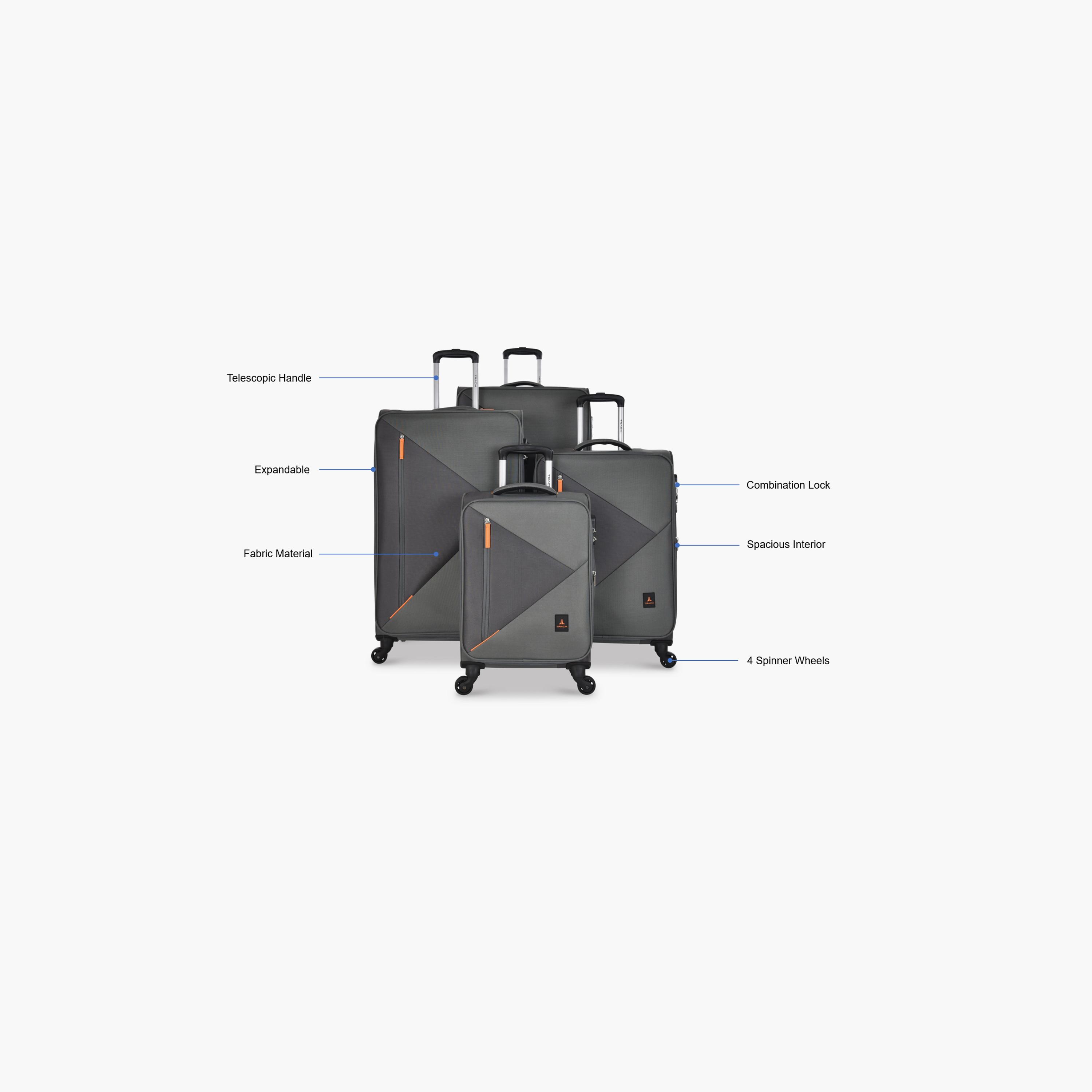 تراك - طقم  4 شنط بجوانب طرية من البوليستر وأربع عجلات دوارة مع قفل مركب-travel-luggagesandbags-luggage-image-2