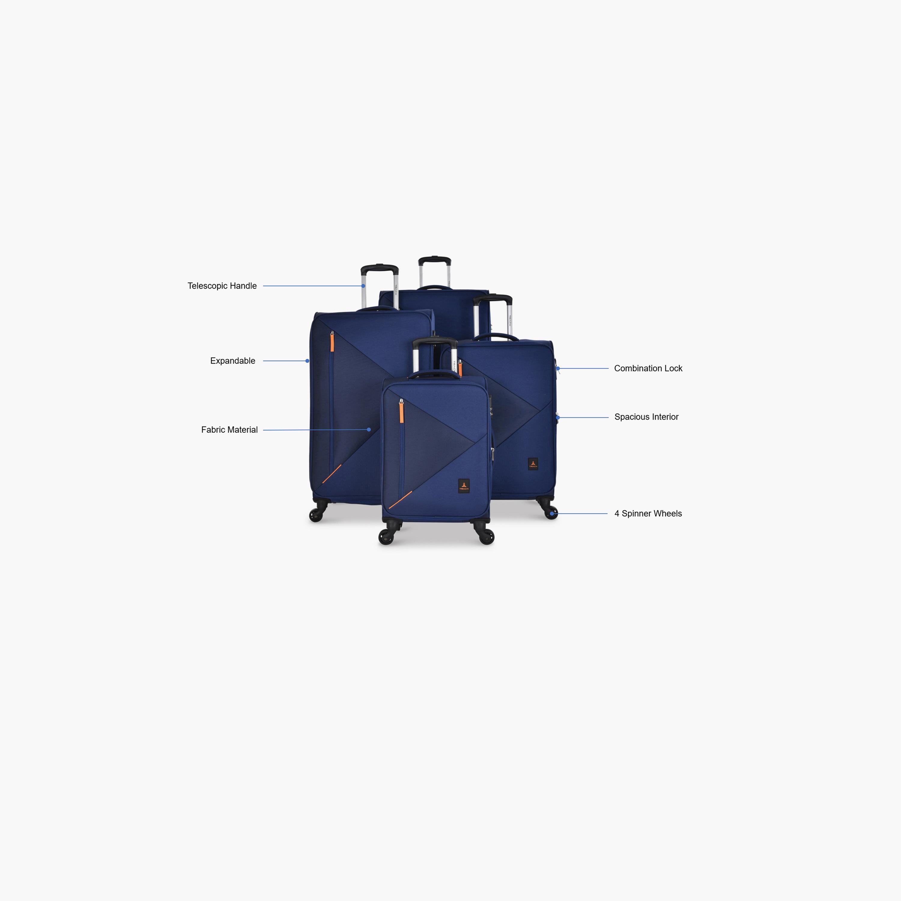 Track Set of 4 Polyester Soft Sided 4-Wheeler Spinner Trolley Bag with Combination Lock-travel-luggagesandbags-luggage-image-2