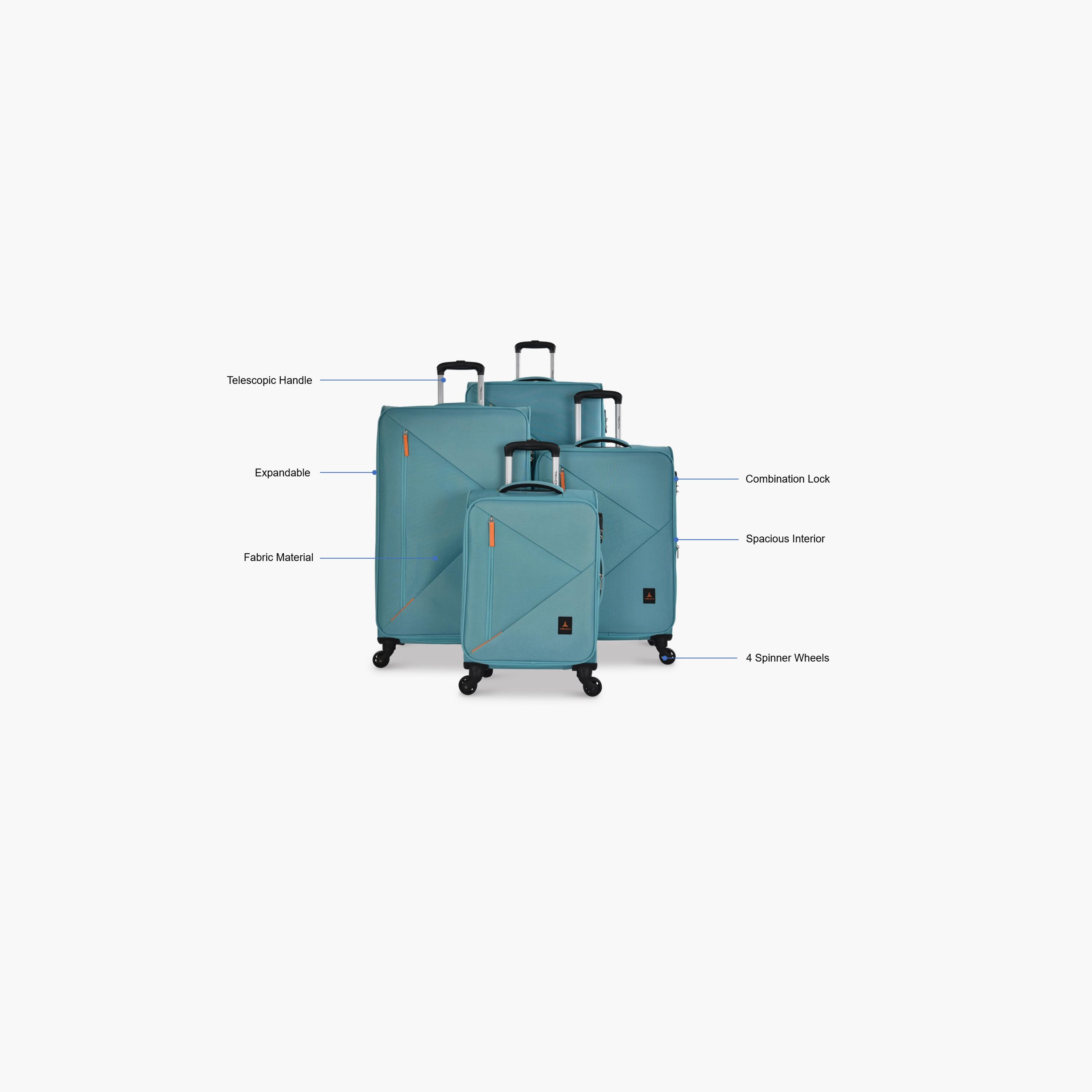 Track Set of 4 Polyester Soft Sided 4-Wheeler Spinner Trolley Bag with Combination Lock-travel-luggagesandbags-luggage-image-2