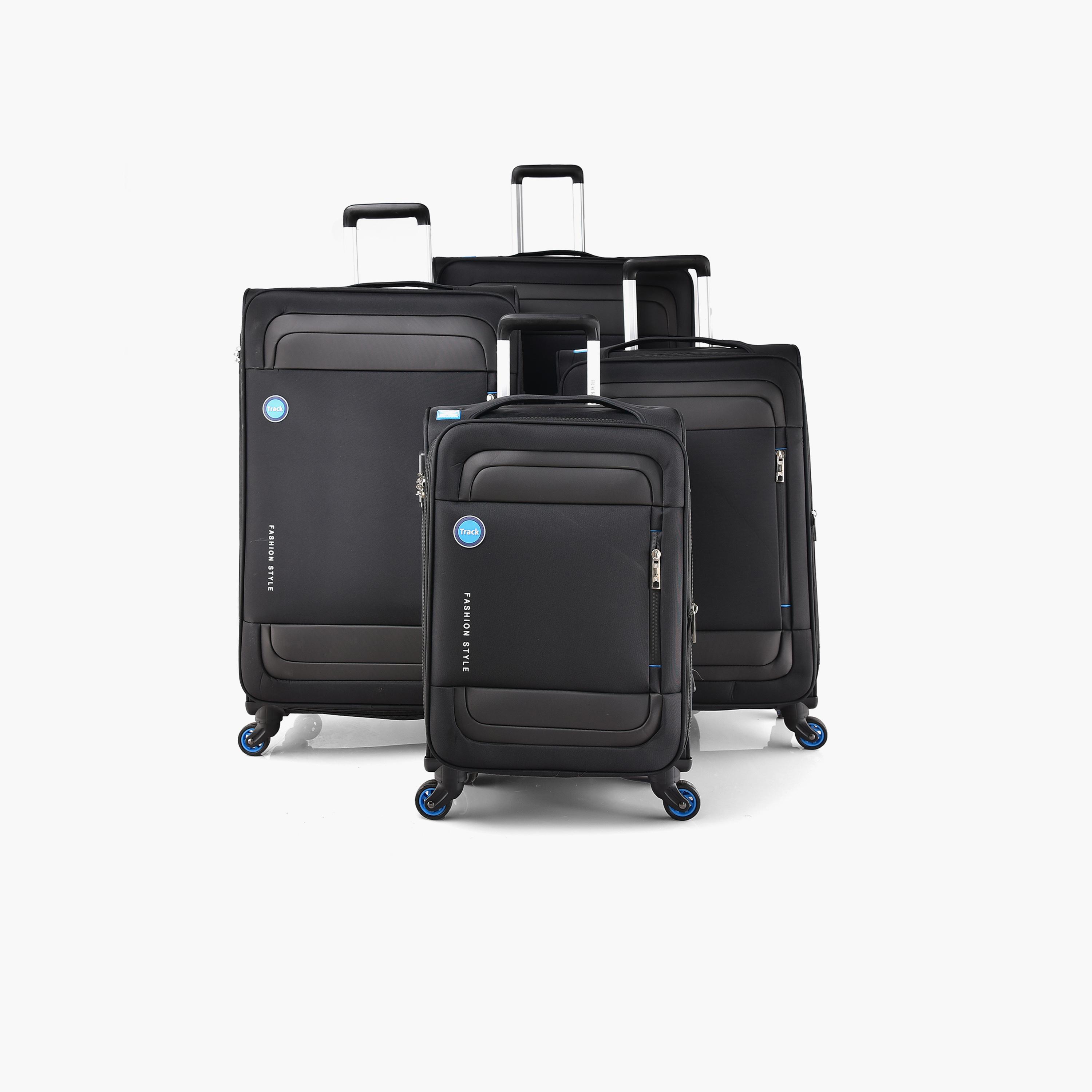 Track Set of 4 Polyester Soft Sided 4-Wheeler Spinner Trolley Bag with Combination Lock-travel-luggagesandbags-luggage-image-1