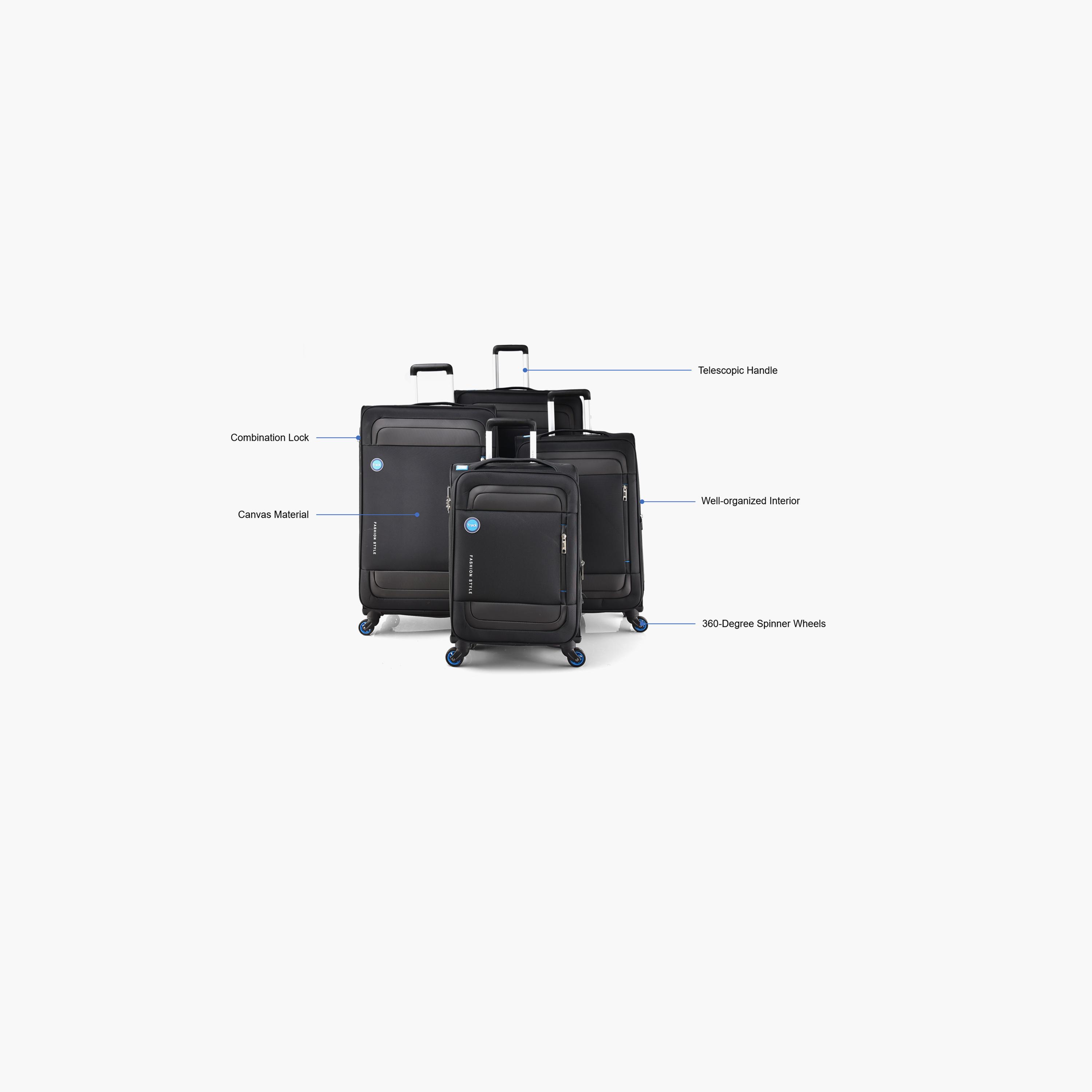 Track Set of 4 Polyester Soft Sided 4-Wheeler Spinner Trolley Bag with Combination Lock-travel-luggagesandbags-luggage-image-2