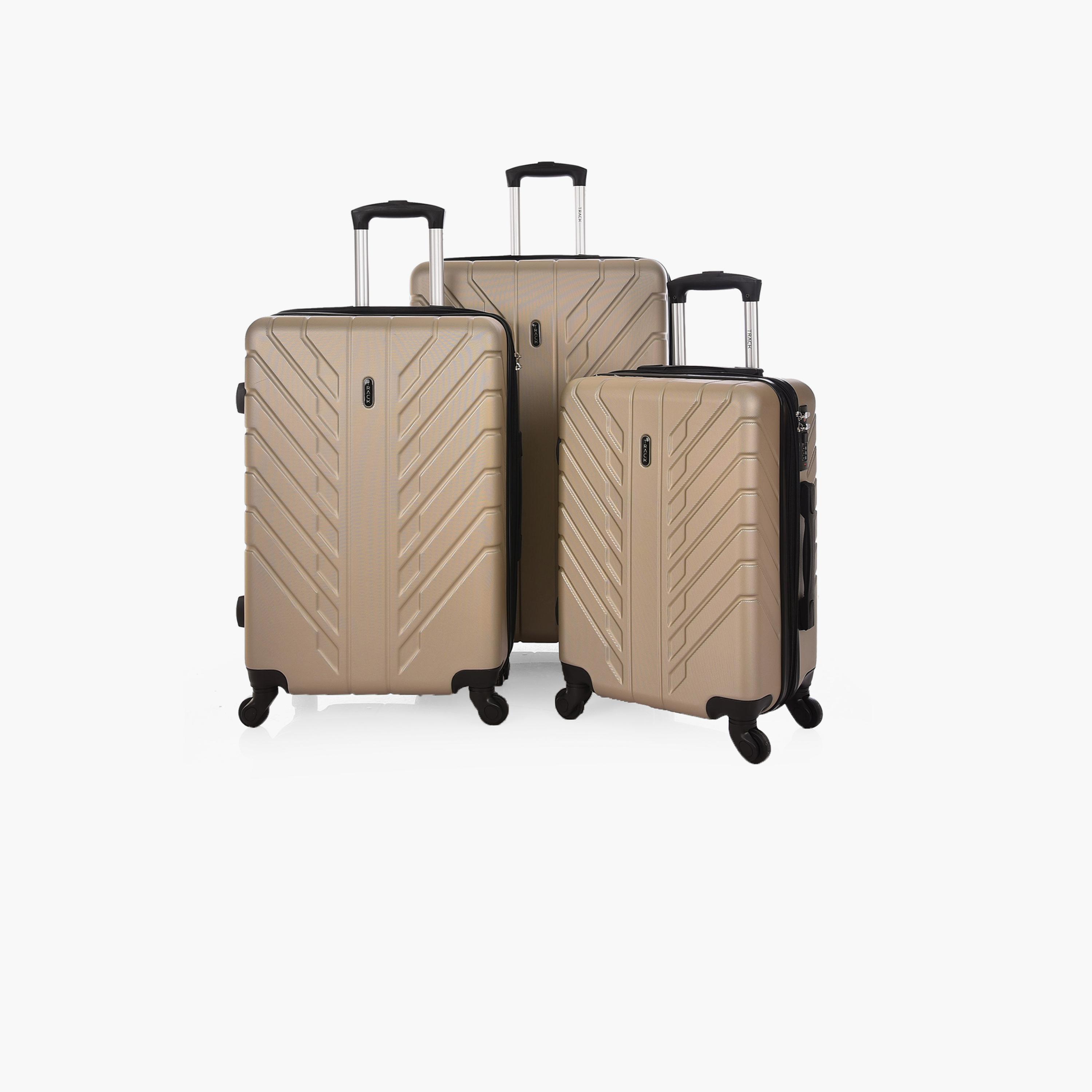 Track Set of 3 ABS Hard Sided 4-Wheeler Spinner Trolley Bag with Combination Lock-travel-luggagesandbags-luggage-image-1