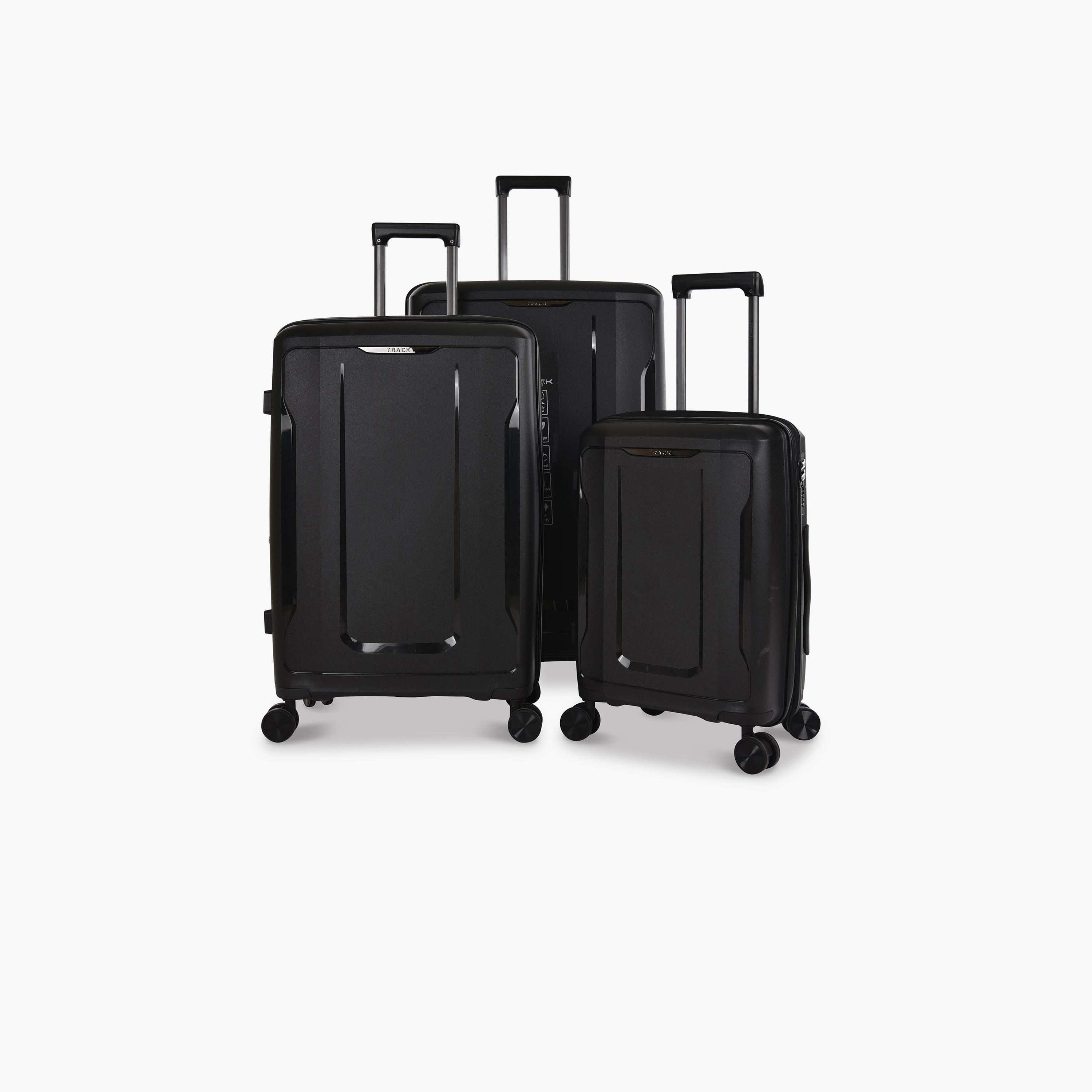 Track Set of 3 Polypropylene Hard Sided 4-Wheeler Spinner Trolley Bag with Combination Lock-travel-luggagesandbags-luggage-image-1