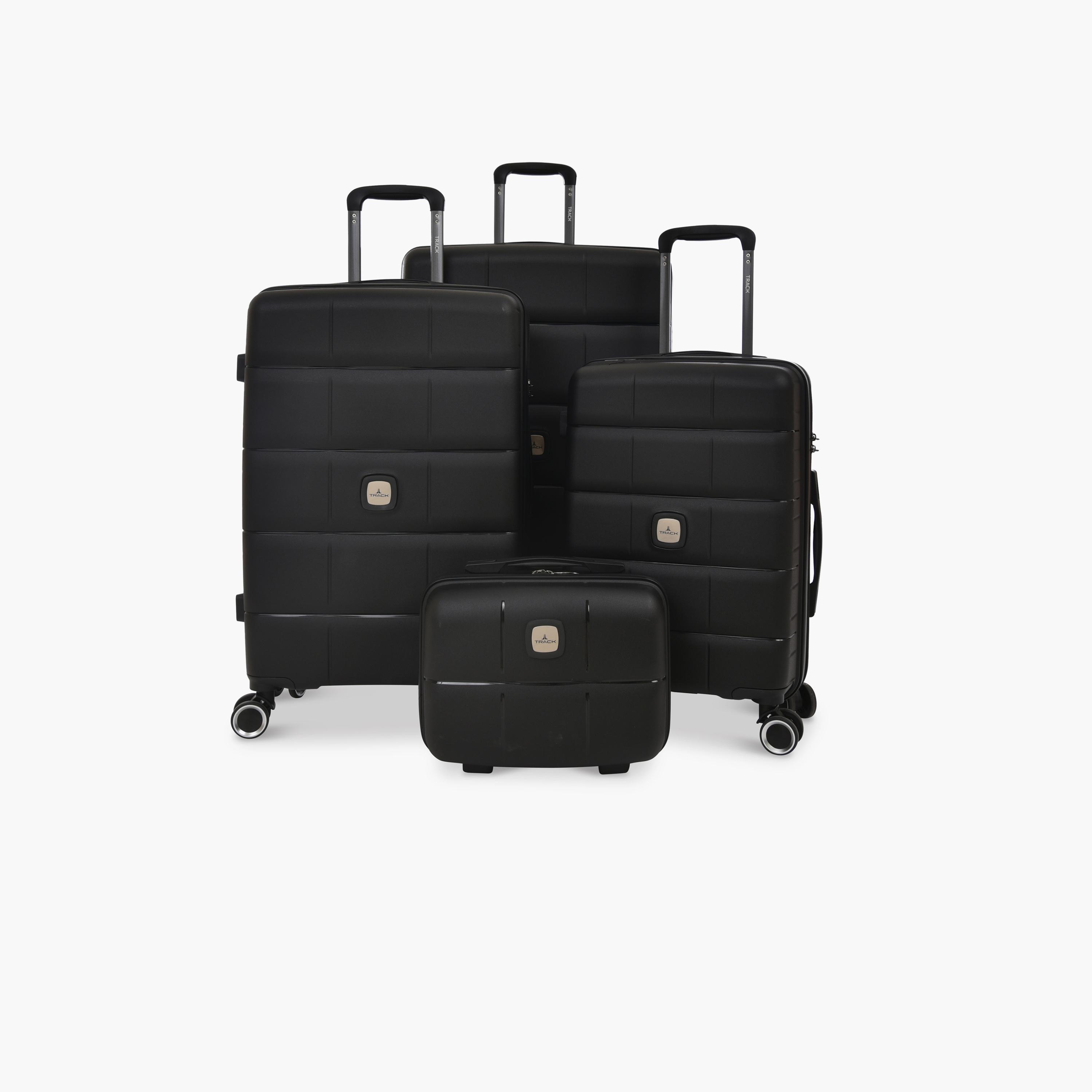 Track Set of 4 Polypropylene Hard Sided 4-Wheeler Spinner Trolley Bag with Combination Lock-travel-luggagesandbags-luggage-image-1