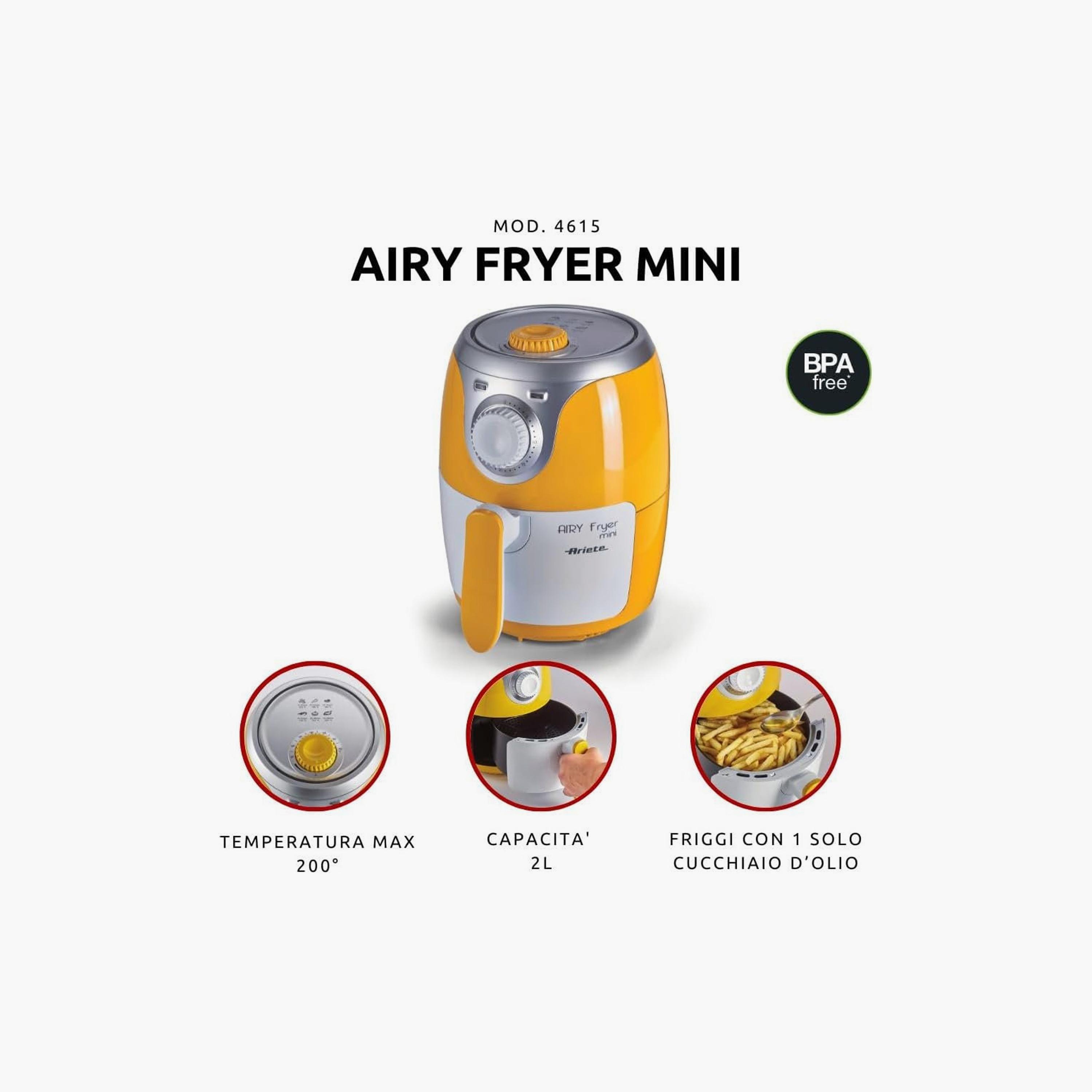 Ariete Air Fryer Mini 2L – 1000W, 6 Programs, Non-Stick Basket, Dehydrate, 30min Timer | 4615-household-appliances-kitchenappliances-airfryers-image-3