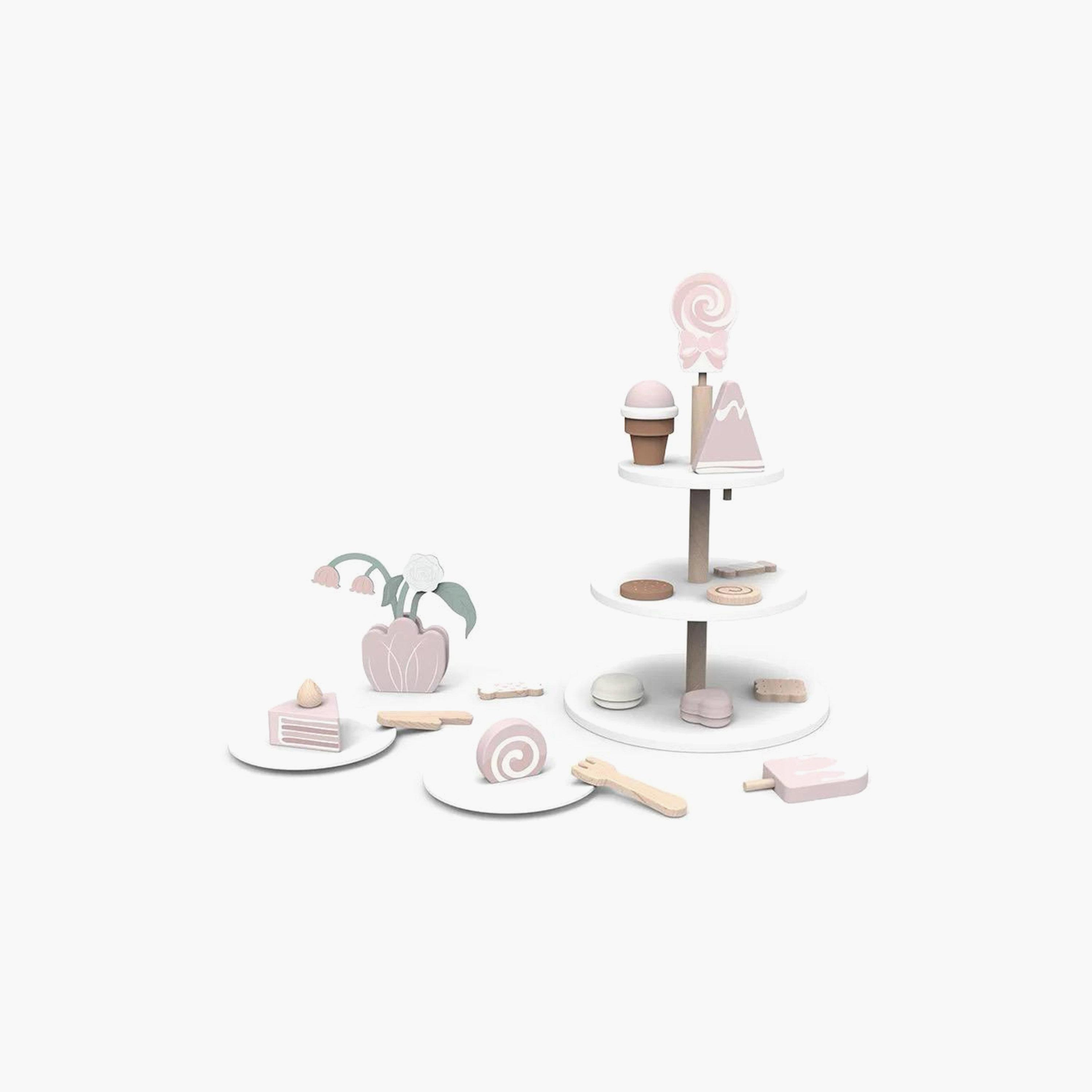 Woody Buddy Afternoon Tea Snacks Pretend Play Set - Pink-toys-roleplay-kitchensets-image-1